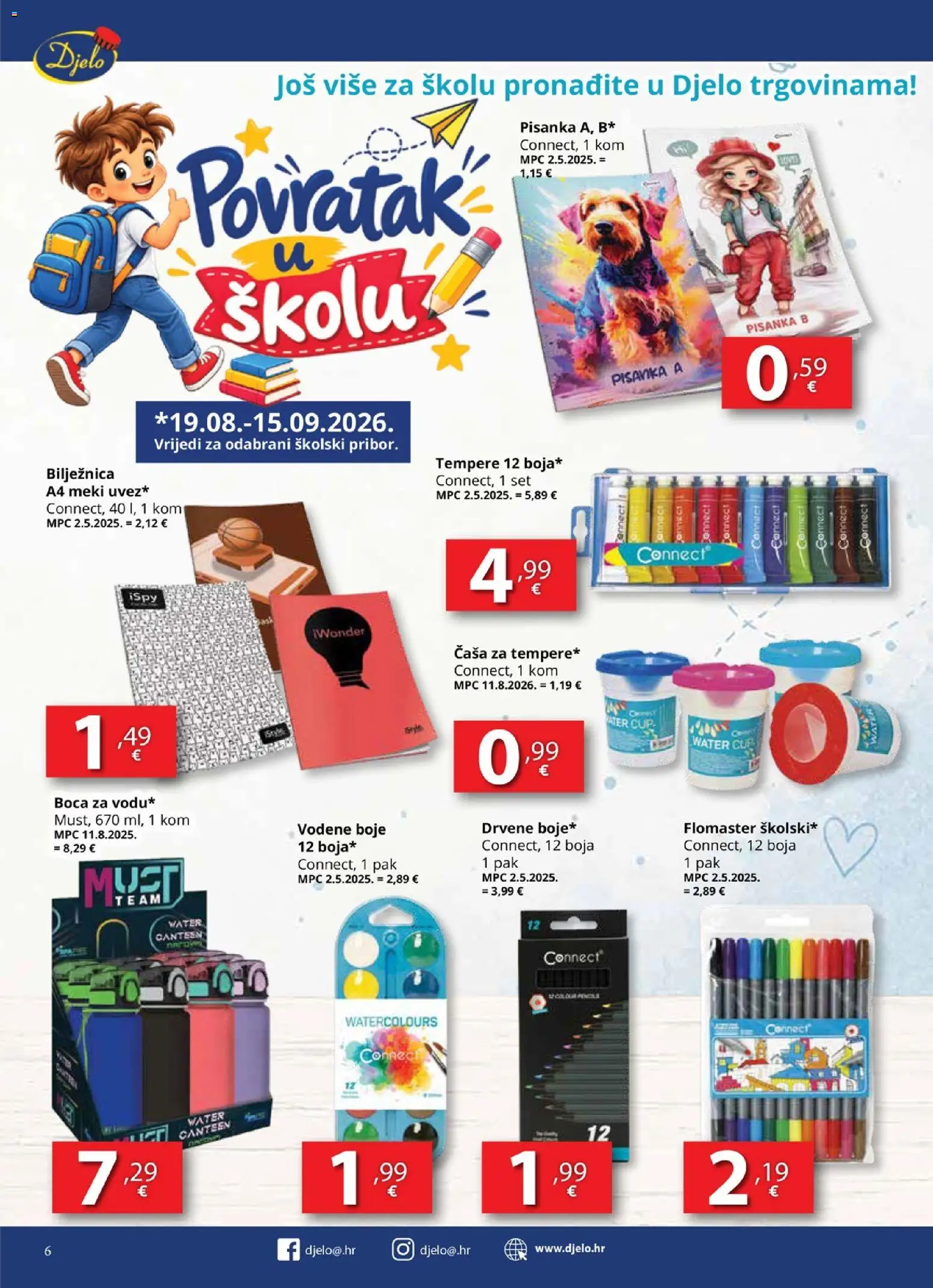 Pregled letka Djelo Povratak u školu trgovine Djelo vrijedi od 19.08.2026