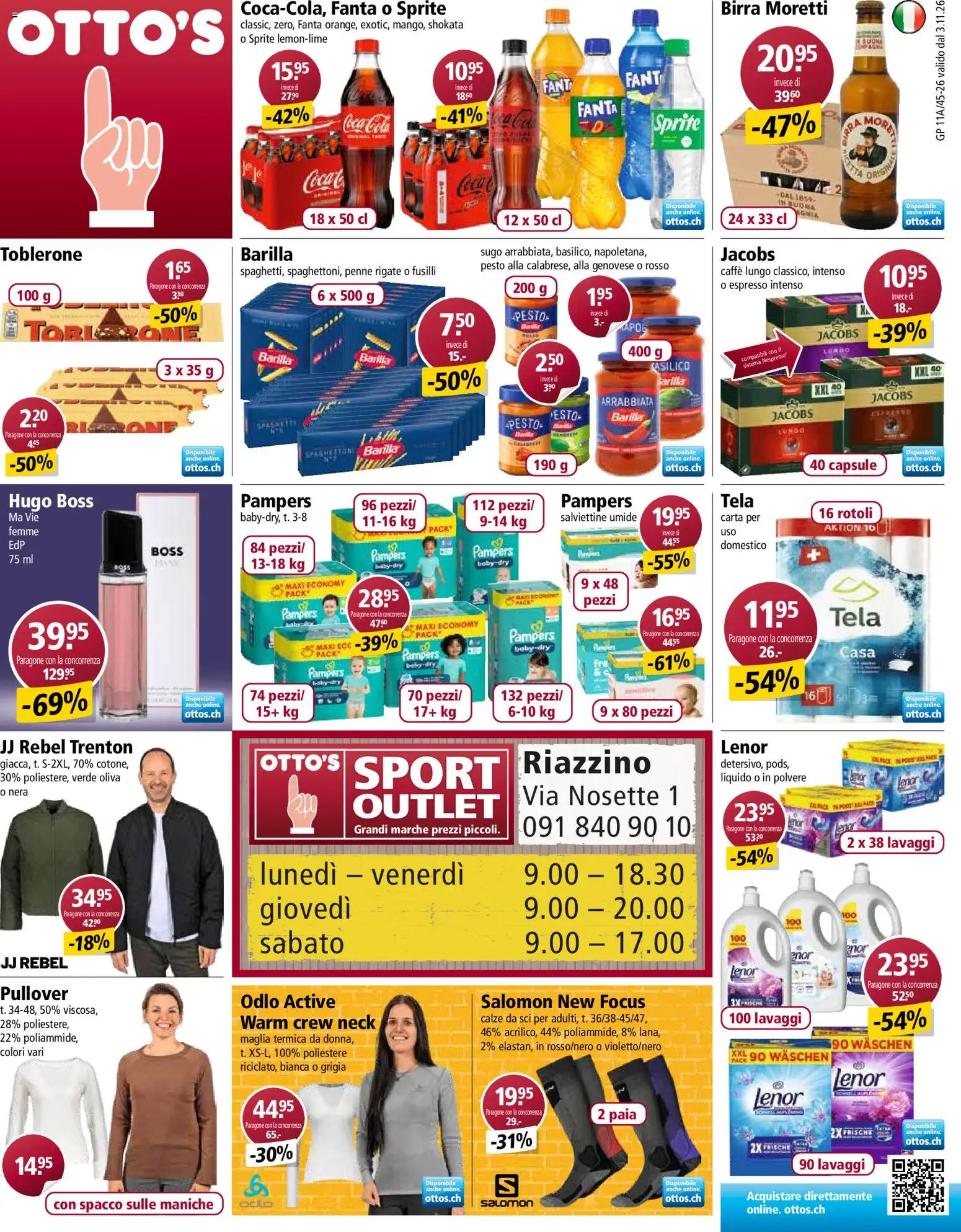 Vorschau des Merkblatts Otto's aktionen IT vom Shop Otto's gültig von 03.11.2026 bis 09.11.2026 - Coca Cola, Pullover, Pampers, Fanta, Barilla, Sprite