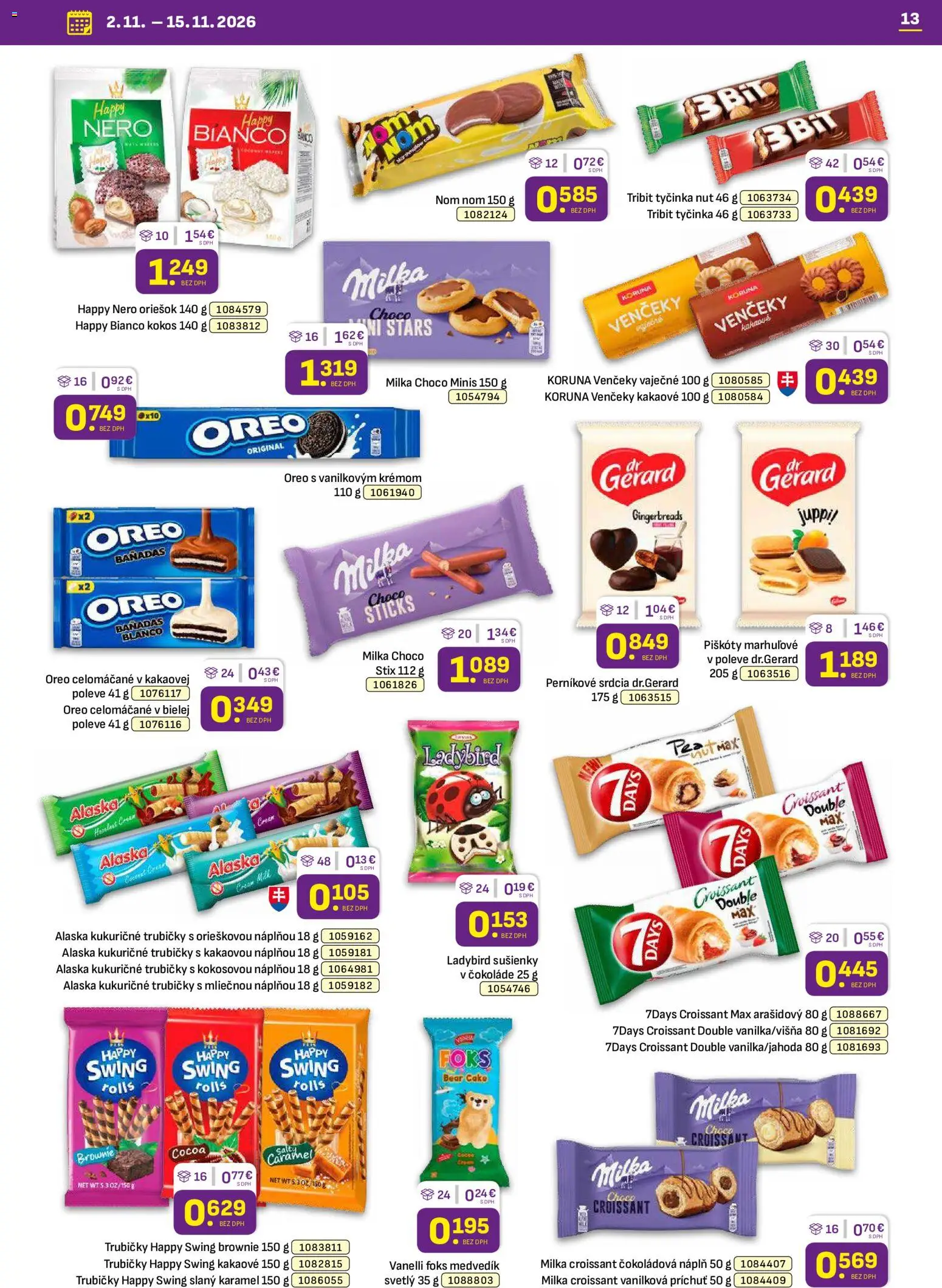Náhľad Libex letáku platného od 02.11.2026 - Croissant, Milka, Kokos, Oreo, Trubičky, Venčeky, Sušienky, Piškóty