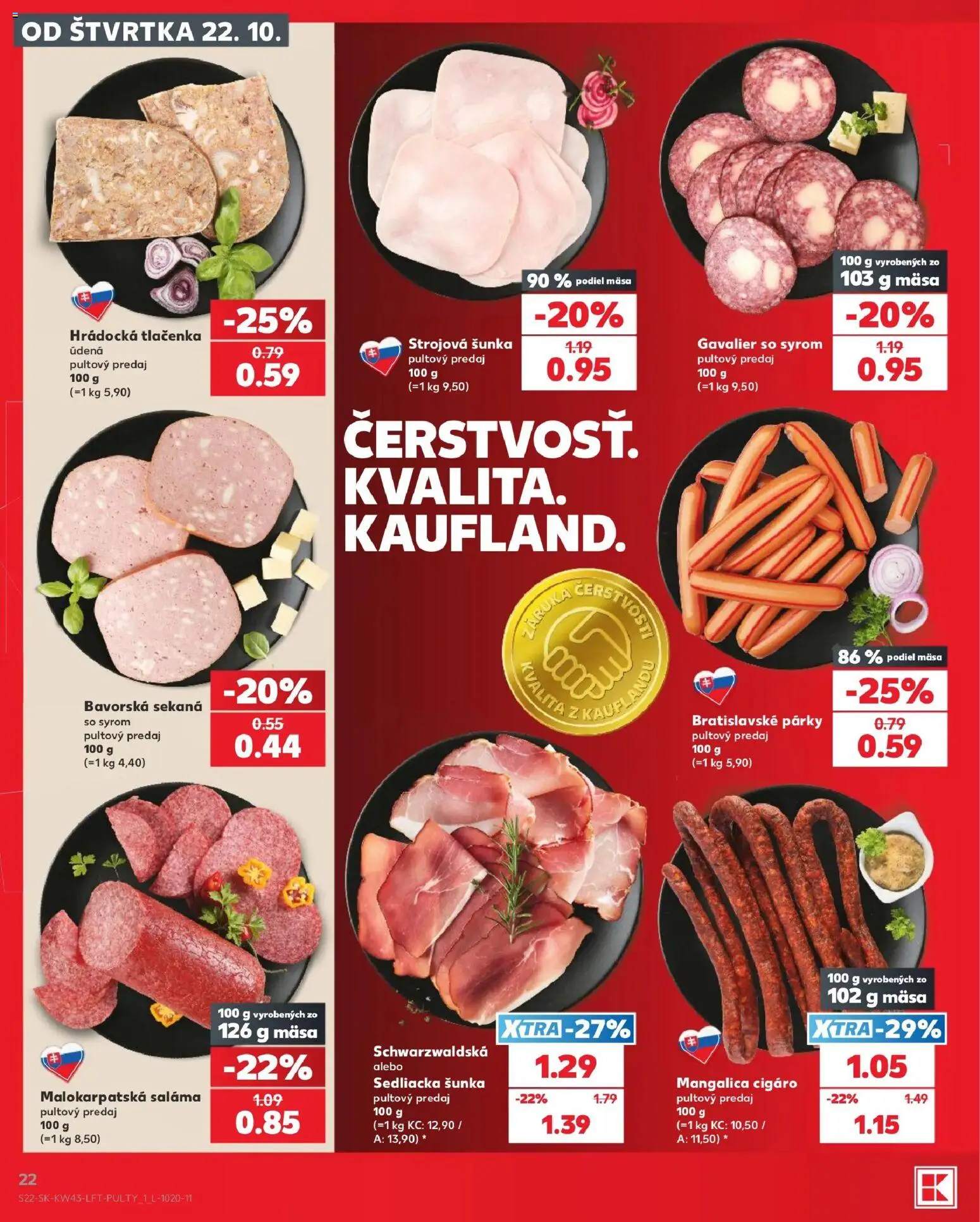 Náhľad Kaufland letáku platného od 22.10.2026 - Šunka, Párky, Tlačenka, Saláma