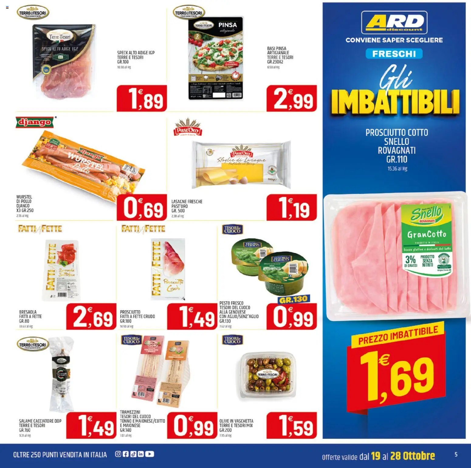 Anteprima dell'opuscolo ARD Discount volantino Sardegna dal negozio ARD Discount valido da 19/10/2026 - Senza glutine, Pollo, Latte, Wurstel, Speck, Prosciutto, Pesto, Olive