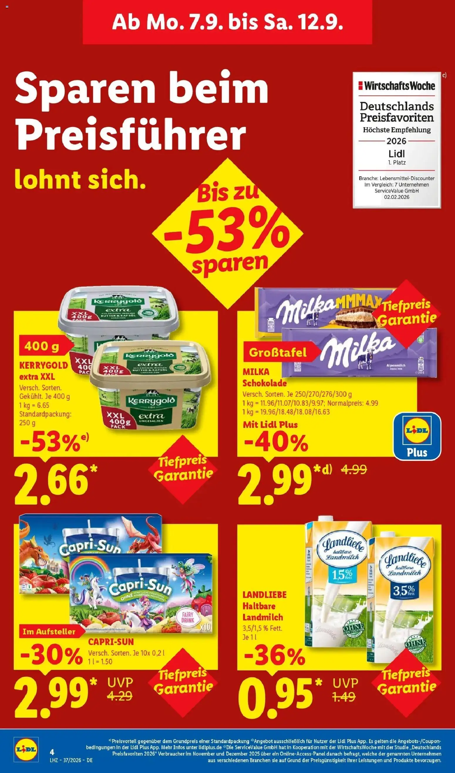 Vorschau von dem Prospekt des Geschäftes Lidl, gültig ab dem 07.09.2026 - Butter, Schokolade, Milka schokolade, Milka, Kerrygold butter
