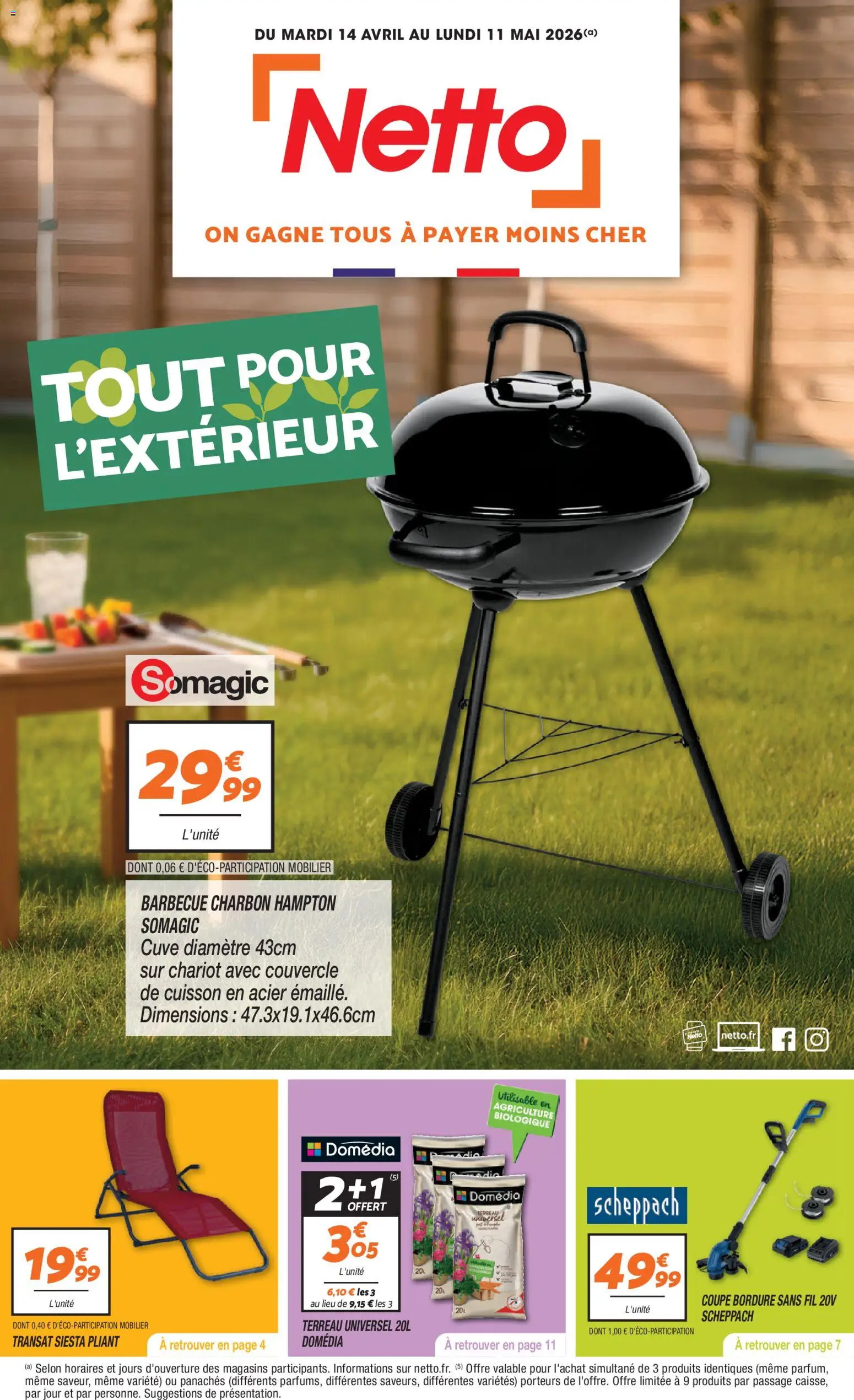 Prévisualisation de Netto catalogue du magasin Netto formulaire valide 14/04/2026 - Barbecue, Barbecue charbon, Coupe bordure, Terreau, Chariot, Terreau Universel, Couvercle, Coupe bordure sans fil
