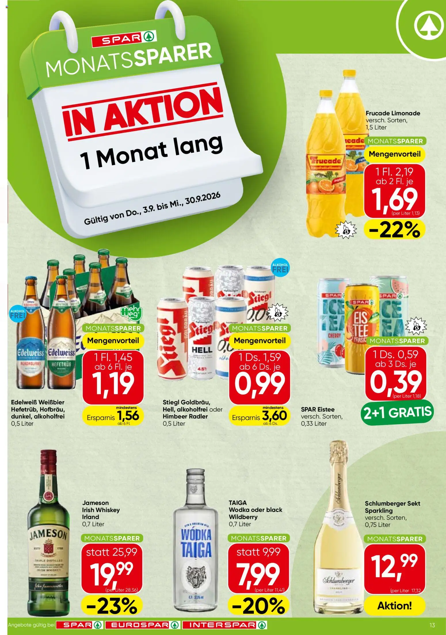 Vorschau der Angebote: Spar Spar Monatssparer gültig ab 03.09.2026