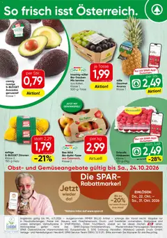 Vorschau der Angebote: Spar Spar Obst & Gemüse gültig ab 19.10.2026