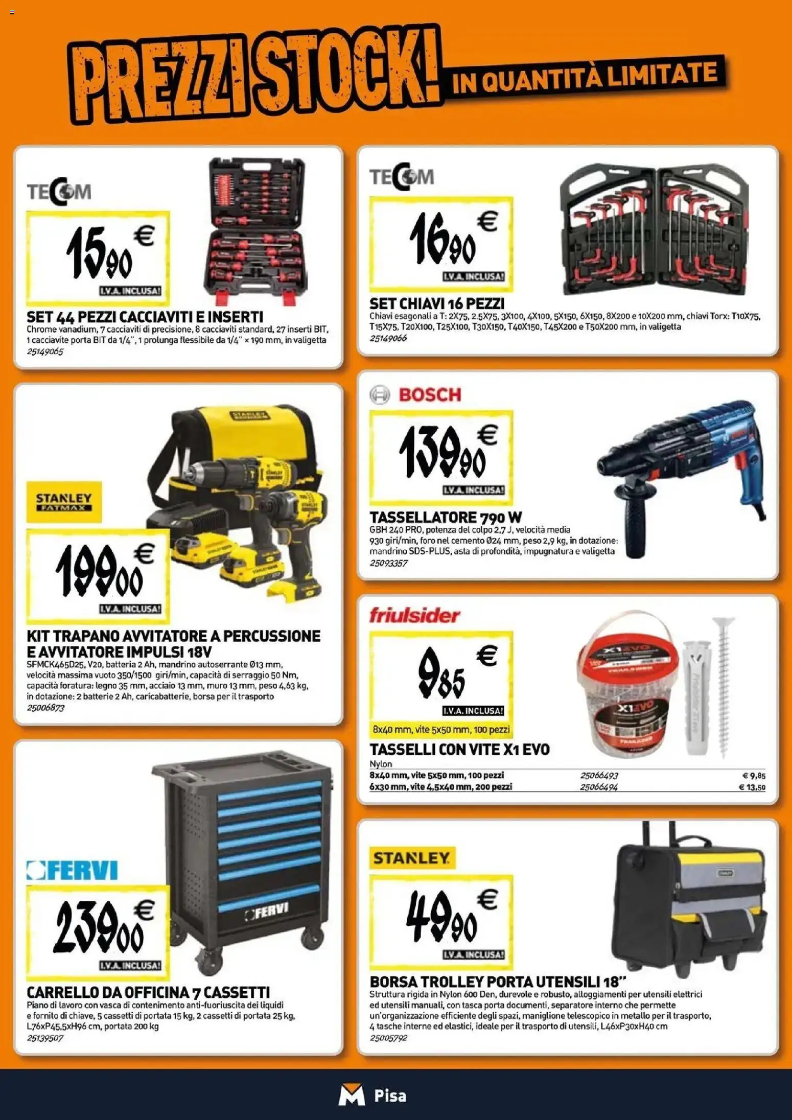 Anteprima dell'opuscolo TECNOMAT catalogo Pisa dal negozio TECNOMAT valido da 29/10/2026 - Borsa, Batteria, Porta, Cemento, Avvitatore, Cacciavite, Tasche, Inserti