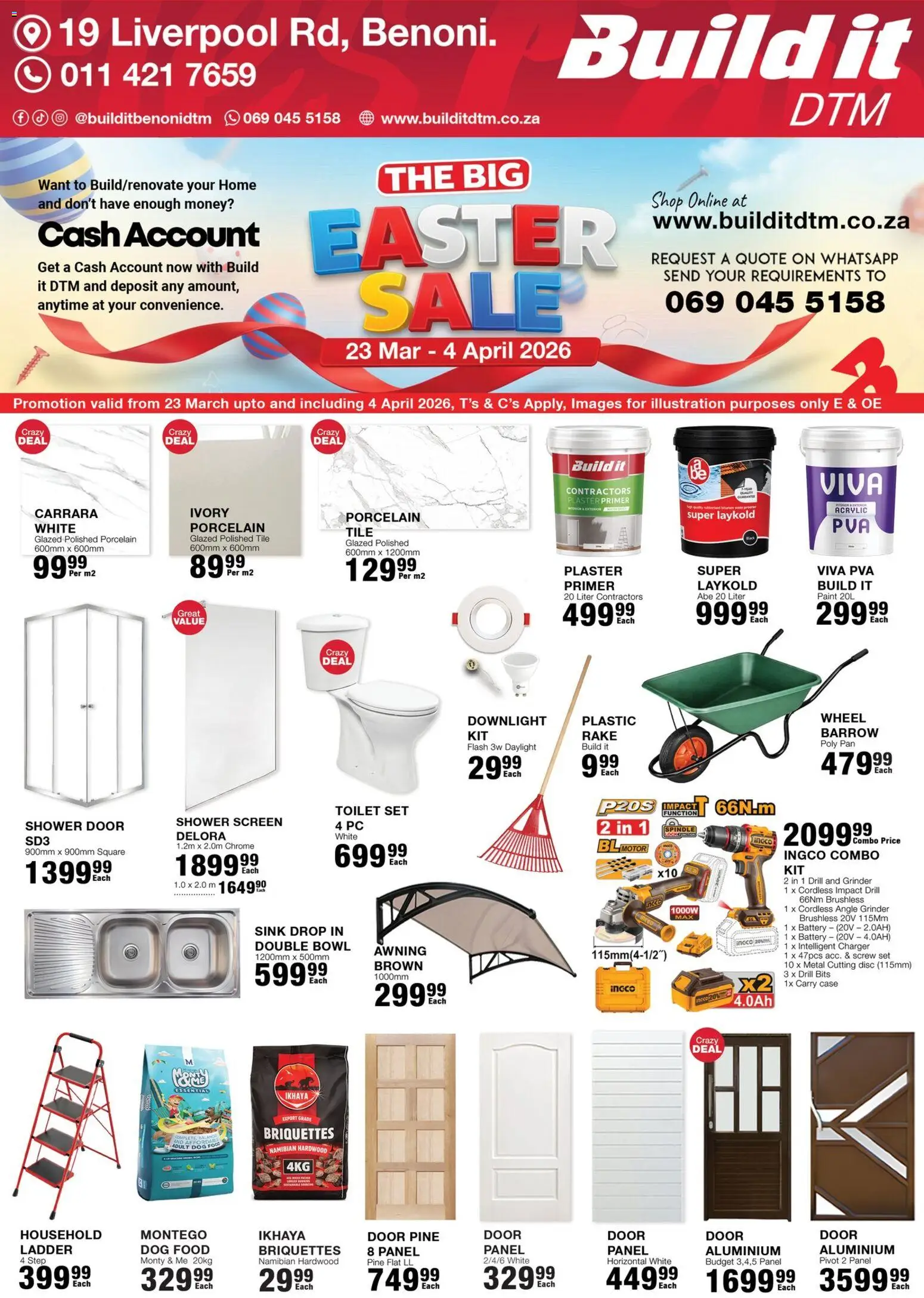 Preview of Build It flyer valid from 23/03/2026 - Toilet, Drill, Bowl, Sink, Angle grinder, Primer, Case, Plaster primer