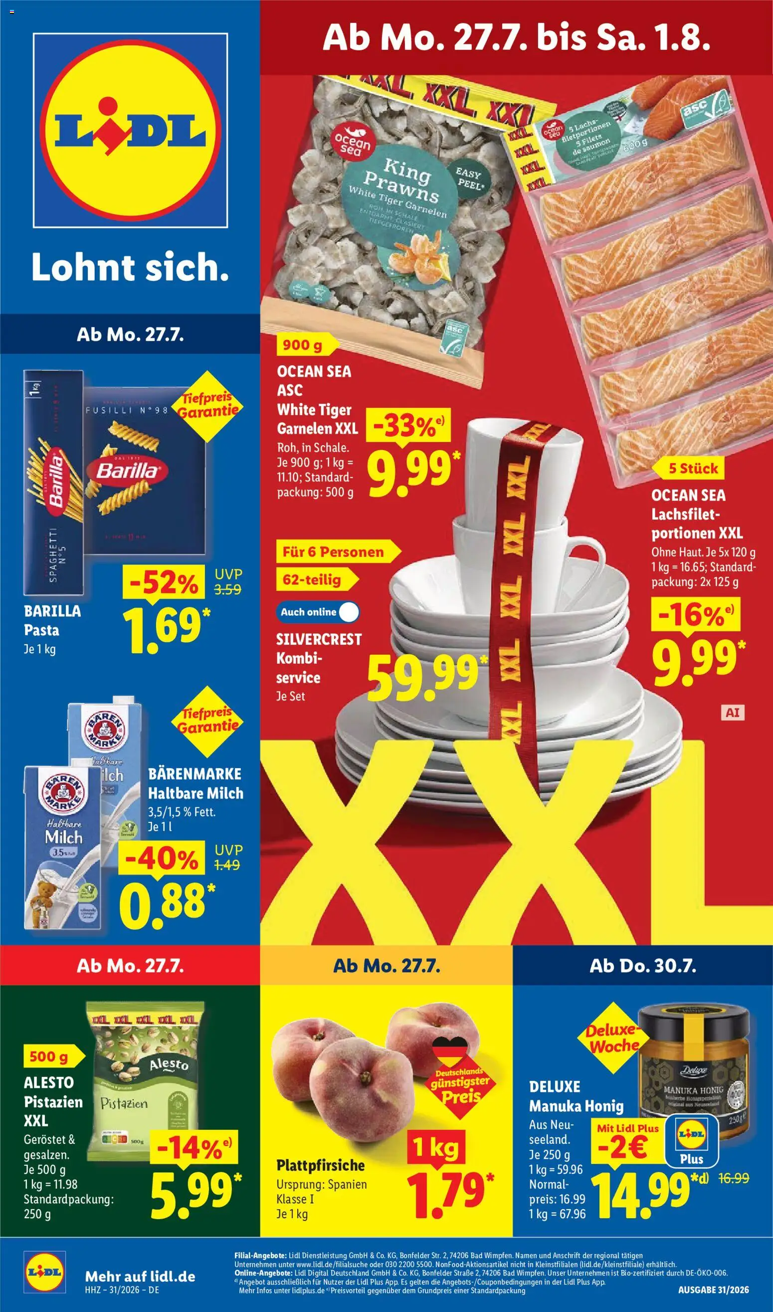 Náhled nabídky: Lidl Německo Lidl Německo leták platný od 27.07.2026 - Tiger, Barilla, Deluxe