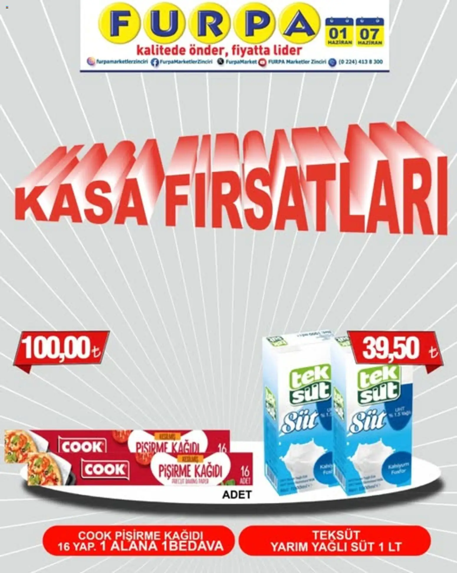 Furpa Furpa - Kasa Fırsatları 01.06.2026 - Broşürünün önizlemesi - Süt, Kasa