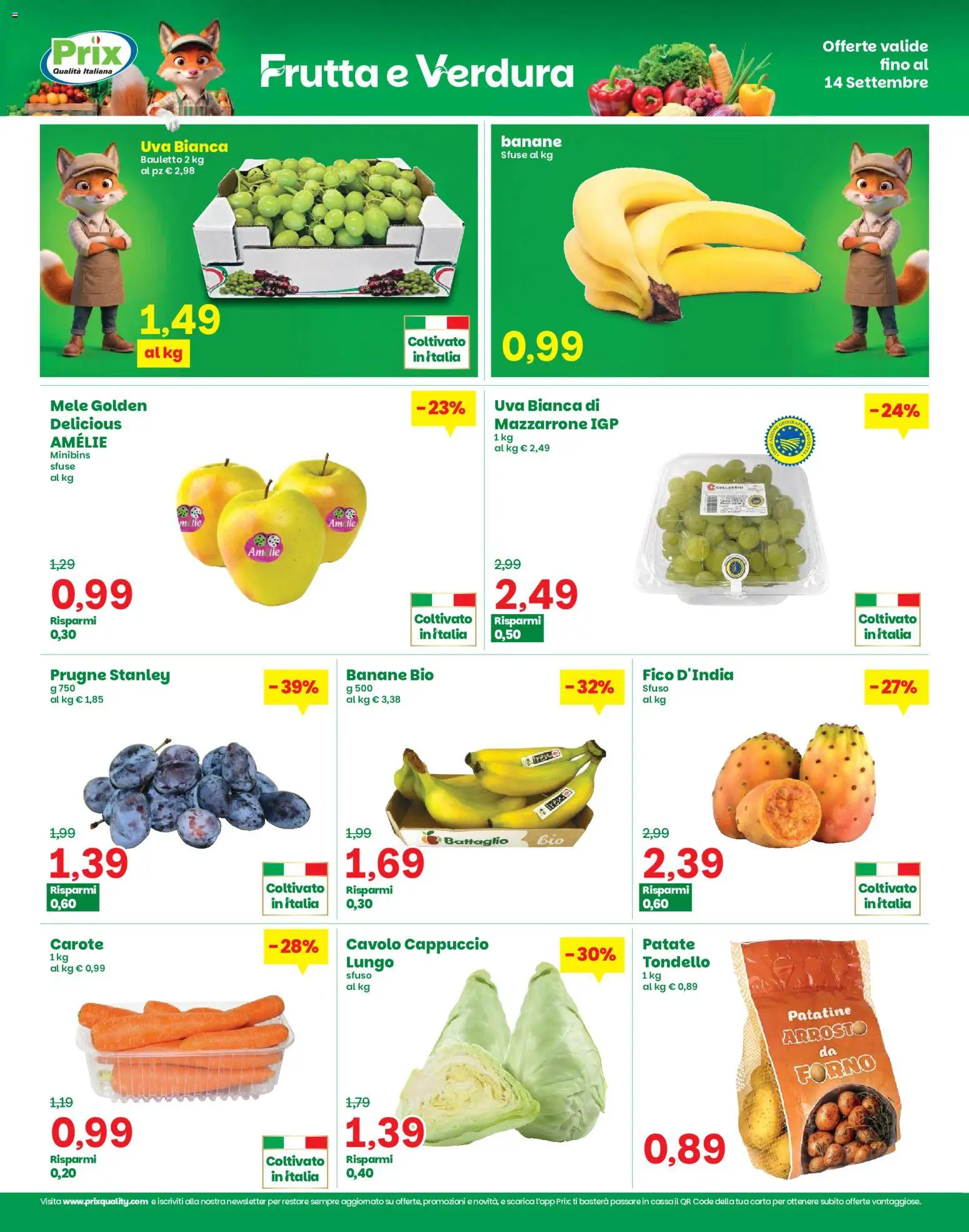Anteprima dell'opuscolo Prix volantino Preganziol dal negozio Prix valido da 08/09/2026 - Forno, Frutta, Cavolo cappuccio, Cavolo, Prugne, Arrosto, Carote, Cappuccio