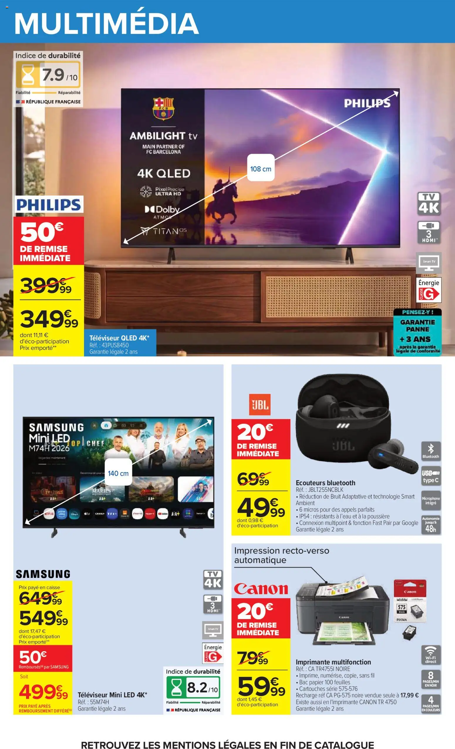 Prévisualisation de Carrefour Vos promos du quotidien du magasin Carrefour formulaire valide 27/10/2026 - Imprimante, Télévision, Impression, Smart TV, Écouteurs, Televiseur, Microphone, Imprimante multifonction