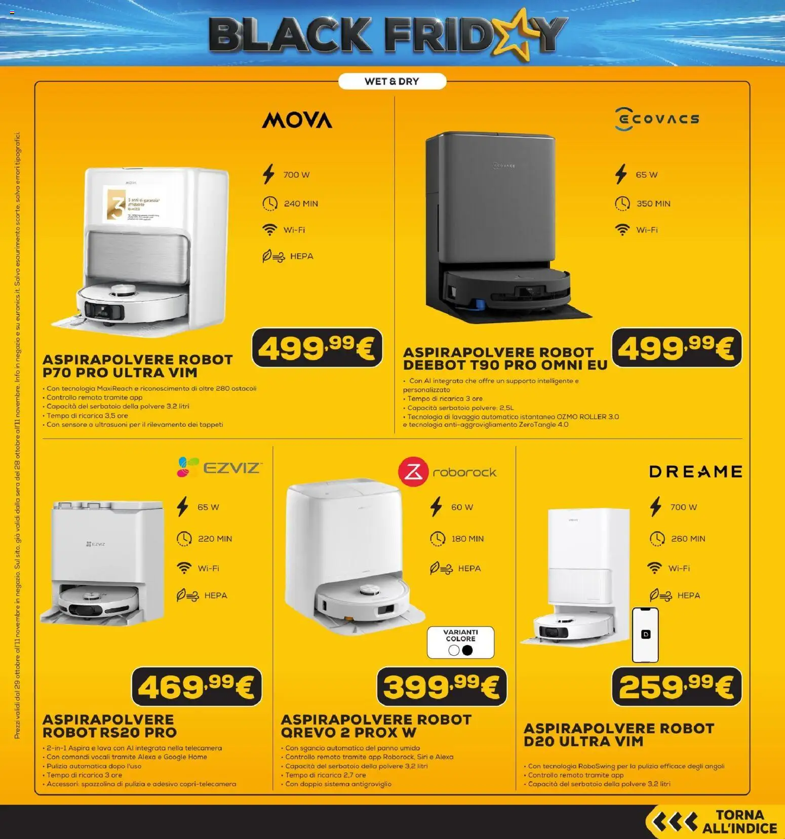 Anteprima dell'opuscolo Euronics Black Friday dal negozio Euronics valido da 29/10/2026 - Aspirapolvere, Robot