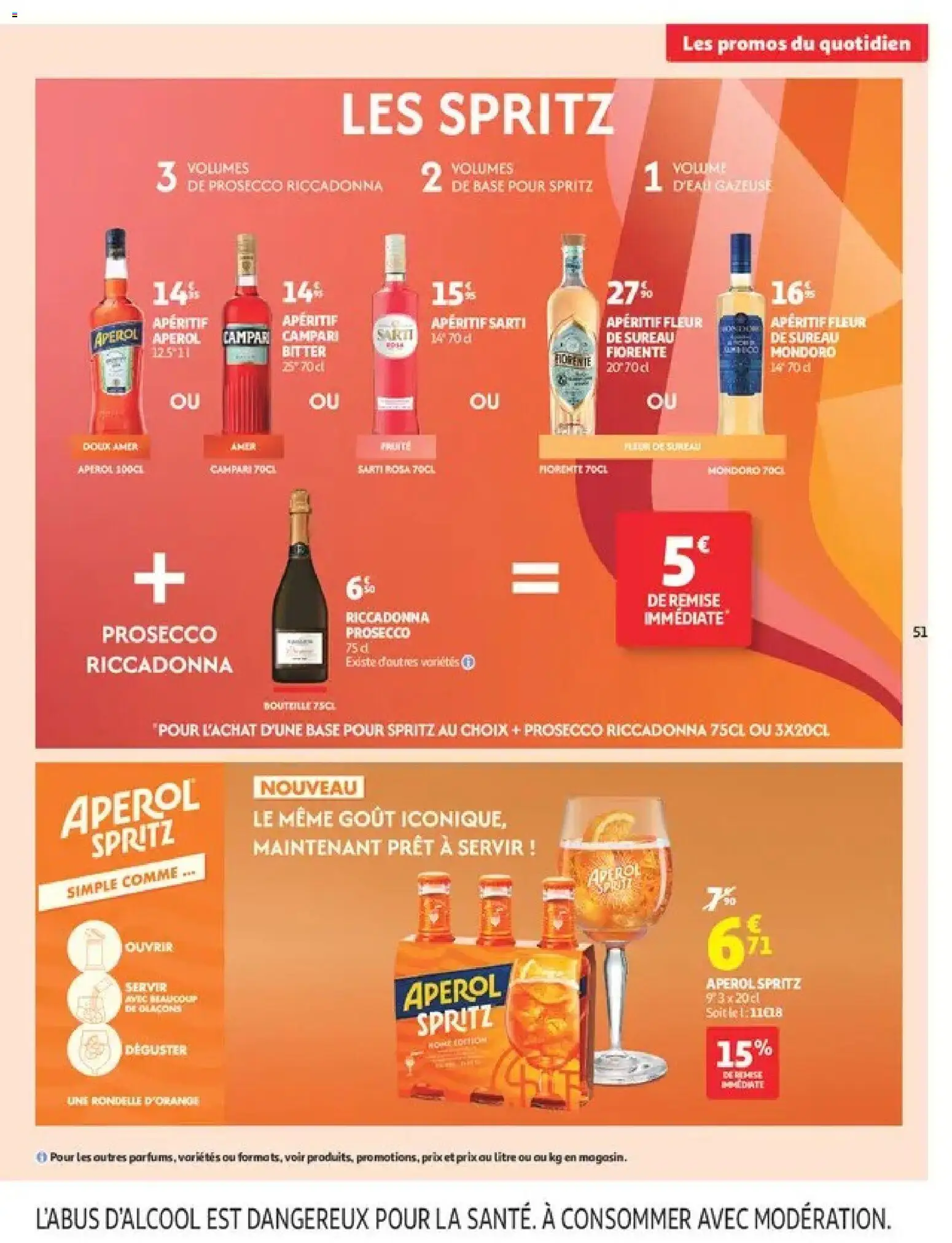Prévisualisation de Auchan Ménage rentrée hypers du magasin Auchan formulaire valide 08/09/2026 - Prosecco, Aperol Spritz, Aperol, Campari, Apéritif, Bouteille, Base, Aperitif Campari