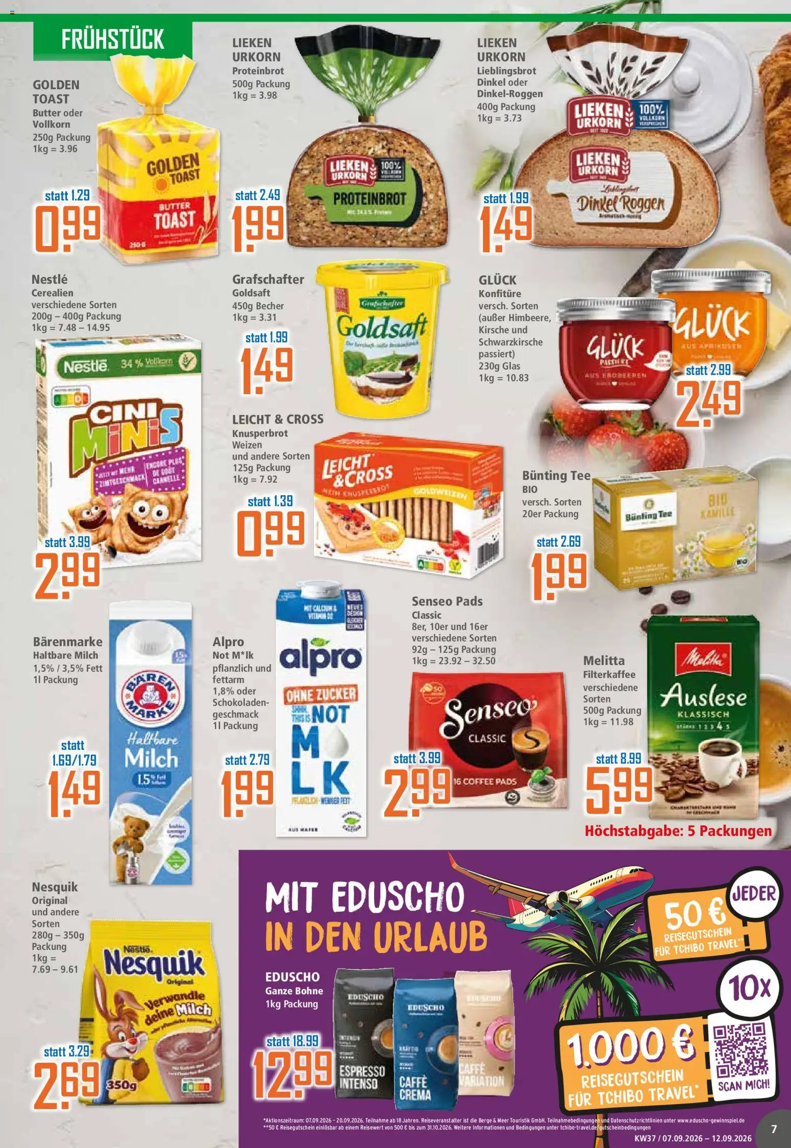 Vorschau von dem Prospekt des Geschäftes Klaas & Kock, gültig ab dem 07.09.2026 - Butter, Tee, Milch, Senseo, Nesquik, Alpro, Eduscho, Haltbare milch