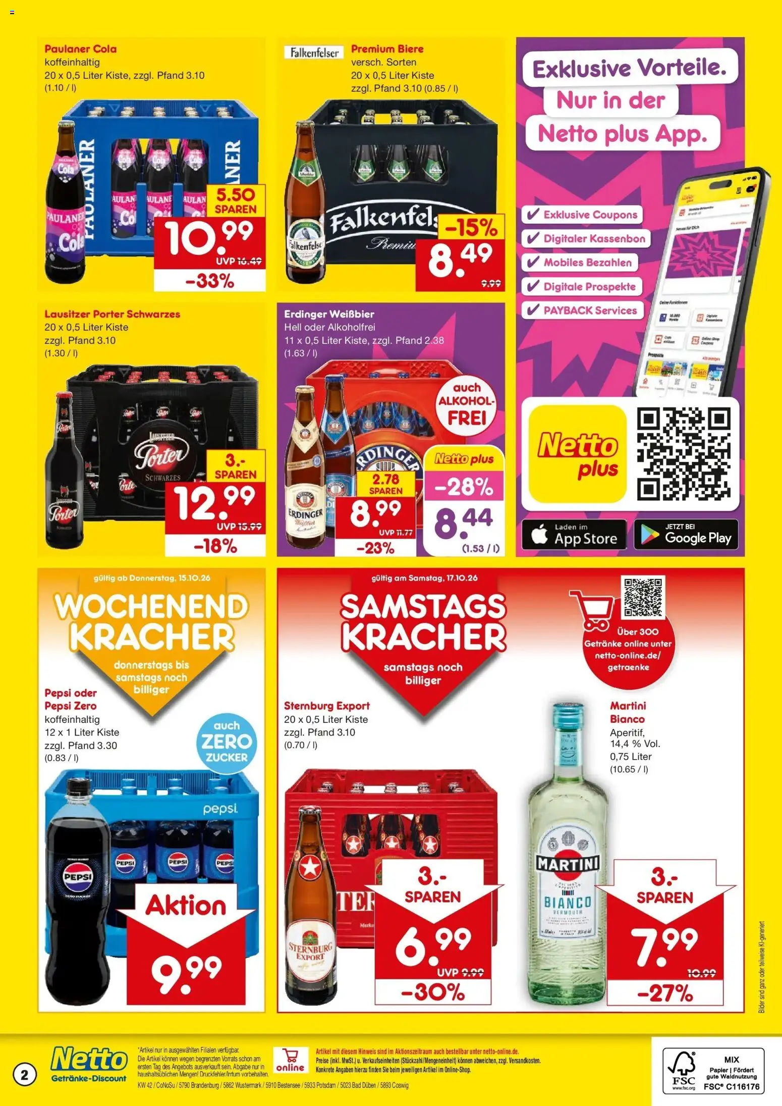 Vorschau von dem Prospekt des Geschäftes Netto Marken-Discount, gültig ab dem 12.10.2026 - Bad, Cola, Alkohol, Martini, Zucker, Pepsi, Erdinger, Weißbier