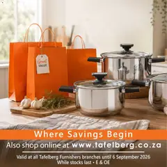 Preview of Tafelberg Furnishers flyer valid from 26/08/2026