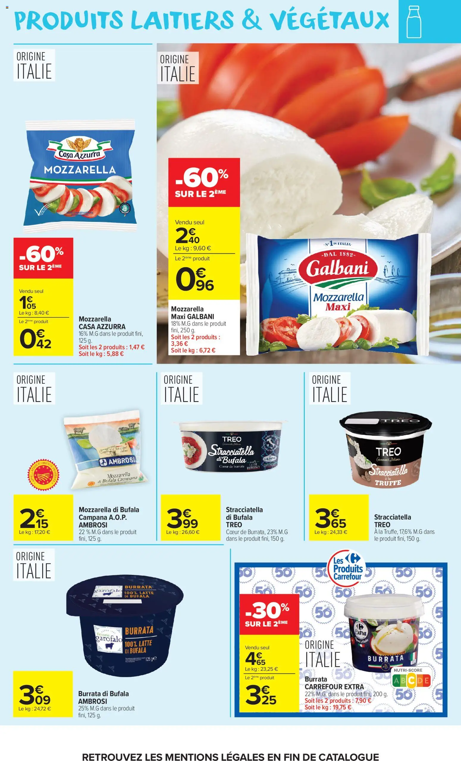 Prévisualisation de Carrefour Market catalogue du magasin Carrefour Market formulaire valide 27/10/2026 - Burrata, Mozzarella, Produits laitiers, Burrata di bufala