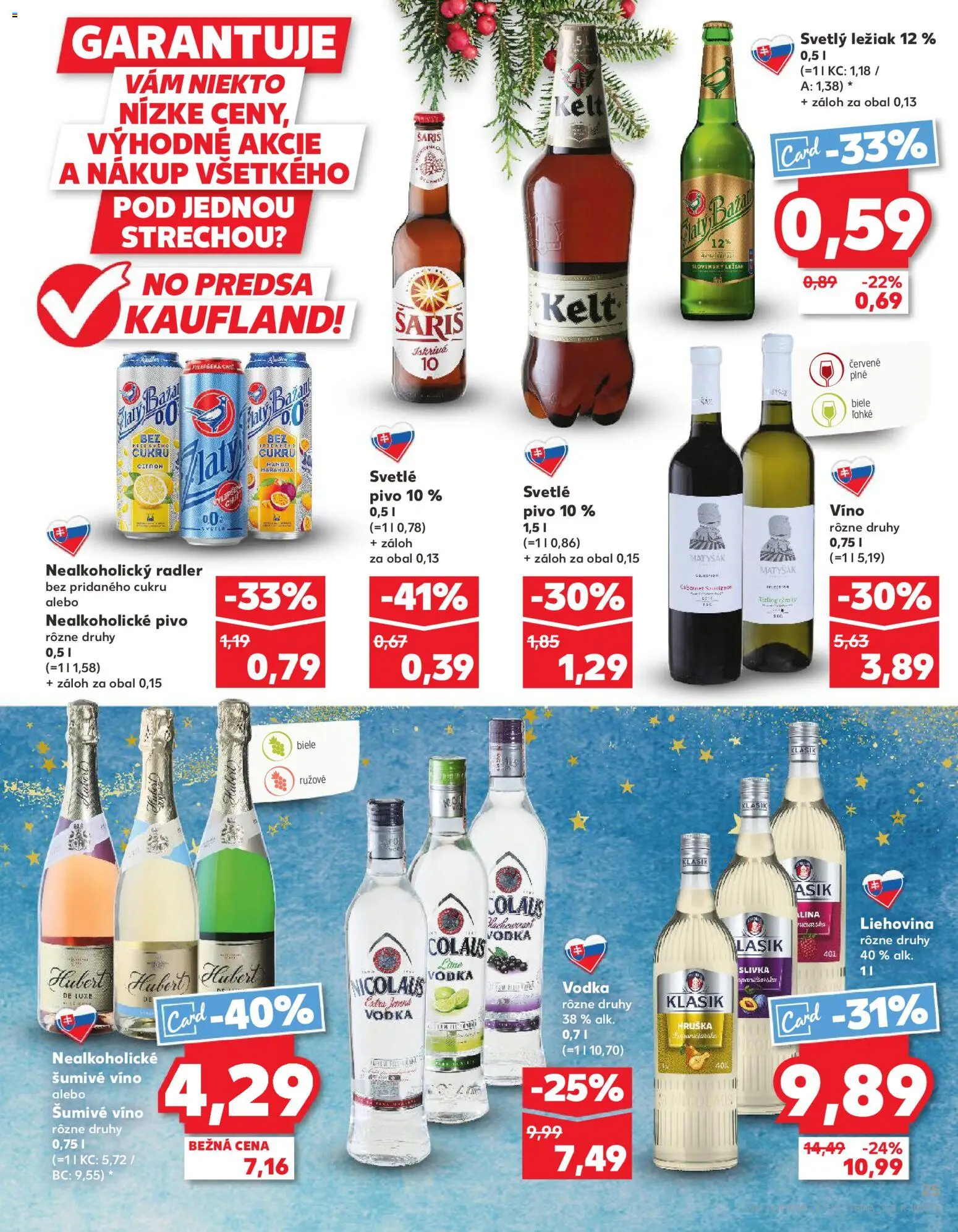 Náhľad Kaufland letáku platného od 06.11.2025 - Pivo, Víno, Nicolaus vodka, Šariš, Radler, Kelt, Šumivé víno, Nealkoholické pivo