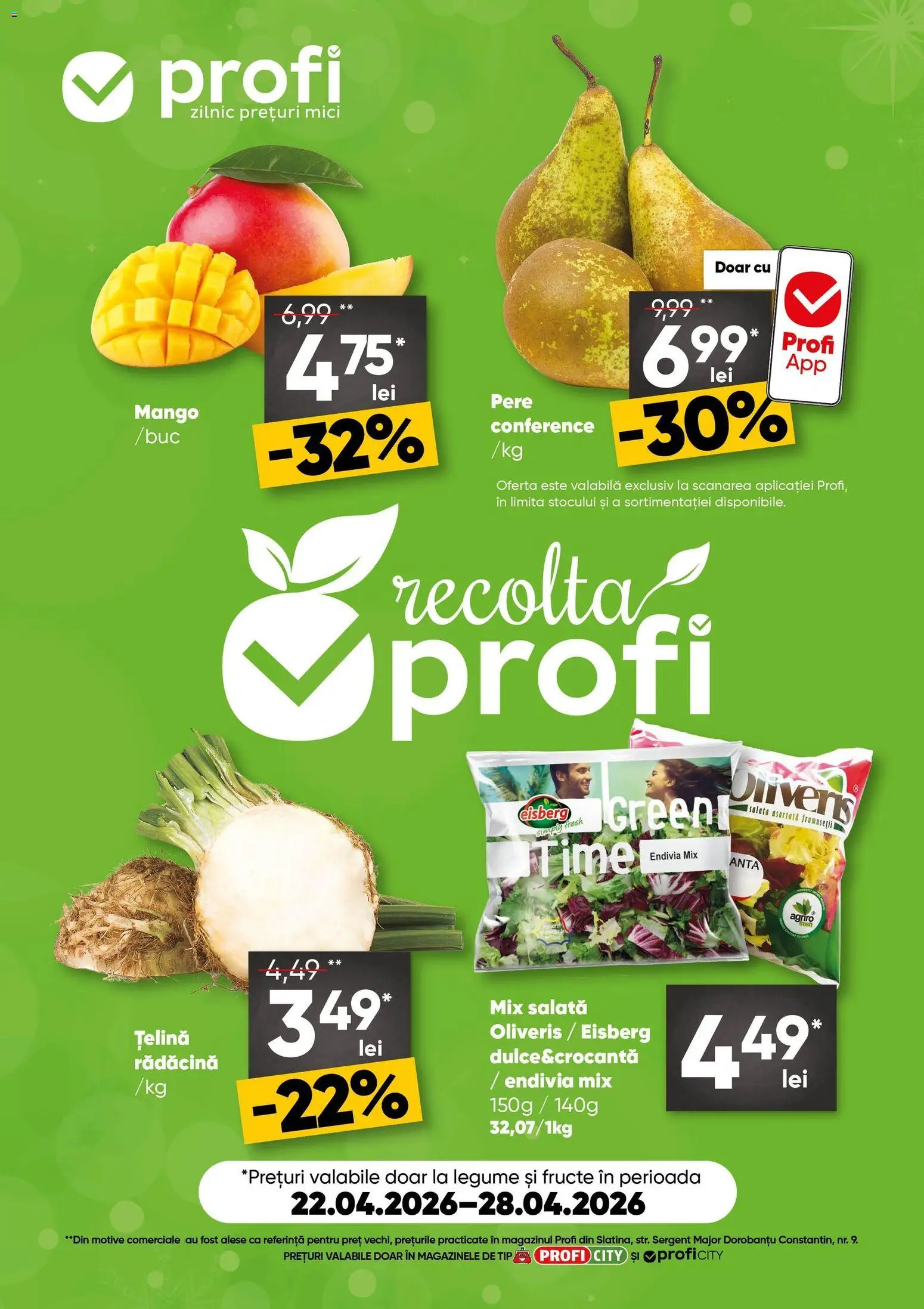 Previzualizarea de cataloage: Profi Profi Catalog Fresh City valabil de la 22.04.2026 - Mango, Mici, Țelină, Legume, Fructe, Salată, Tip, Pere