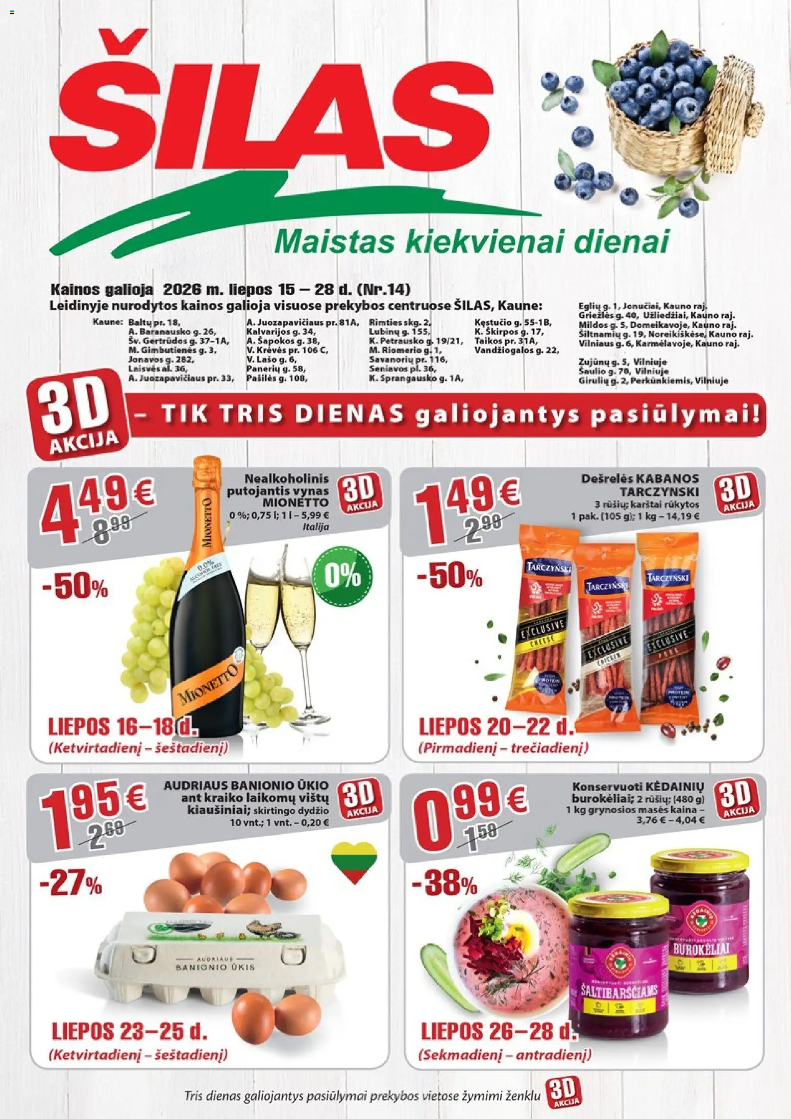 Šilas parduotuvės leidinio Šilas leidinys galiojančio nuo 2026.07.15 peržiūra - Vynas, Dešrelės