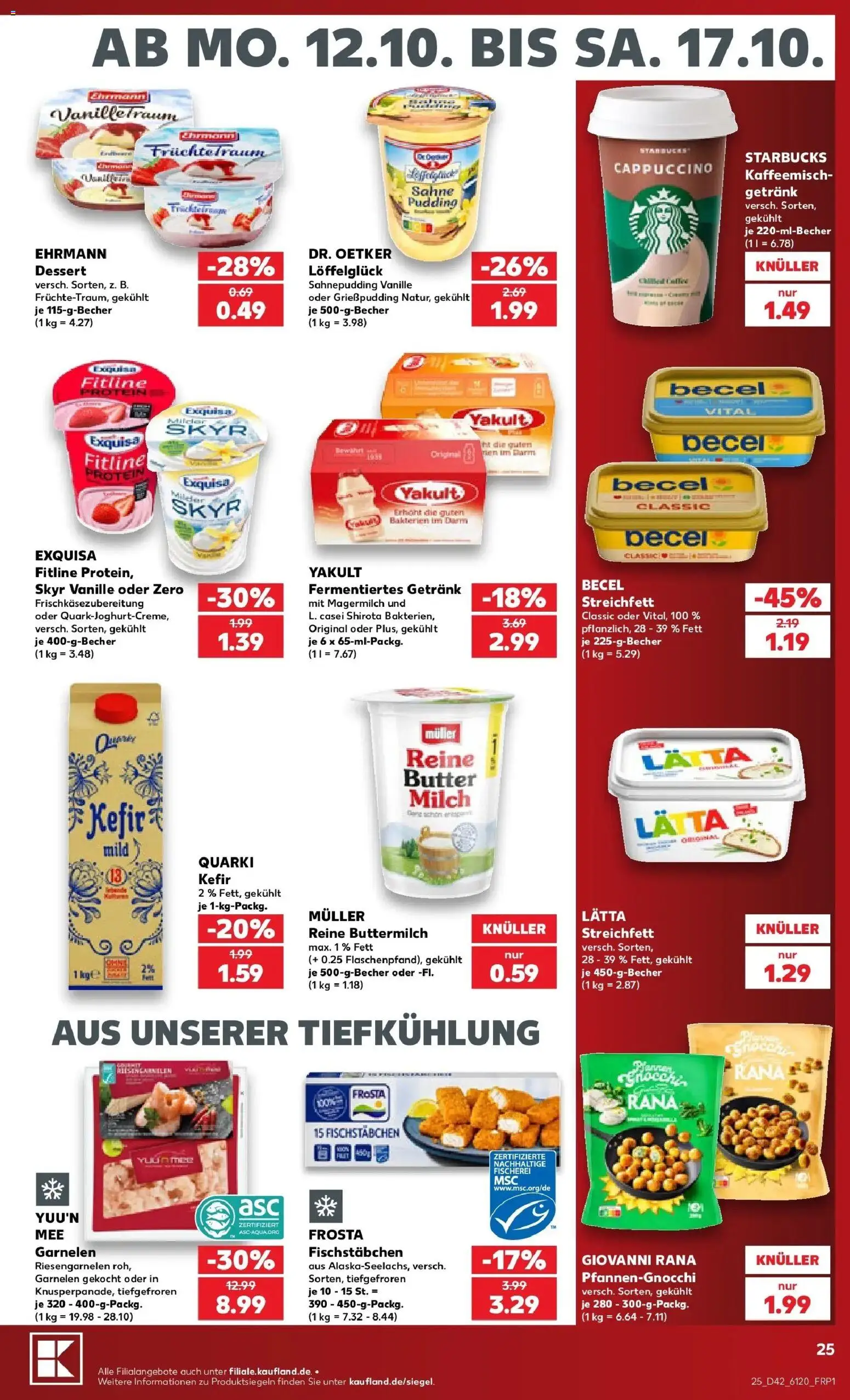 Vorschau von dem Prospekt des Geschäftes Kaufland, gültig ab dem 12.10.2026 - Kefir, Skyr, Milch, Frosta, Buttermilch, Exquisa, Lätta, Fischstabchen