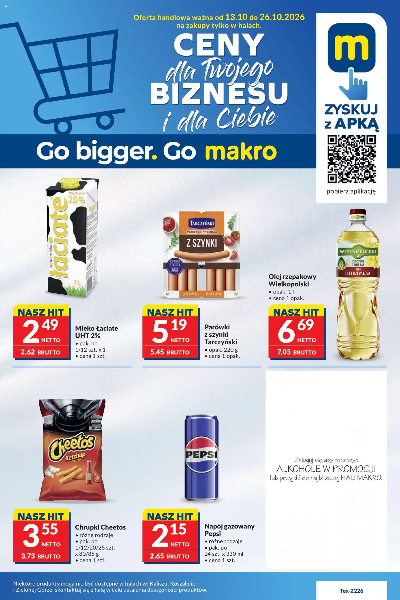 Pogląd gazetki "Makro gazetka" ze sklepu Makro ważnej od 13.10.2026 - Alkohole, Mleko, Pepsi, Olej, Olej rzepakowy, Ketchup, Chrupki, Parówki