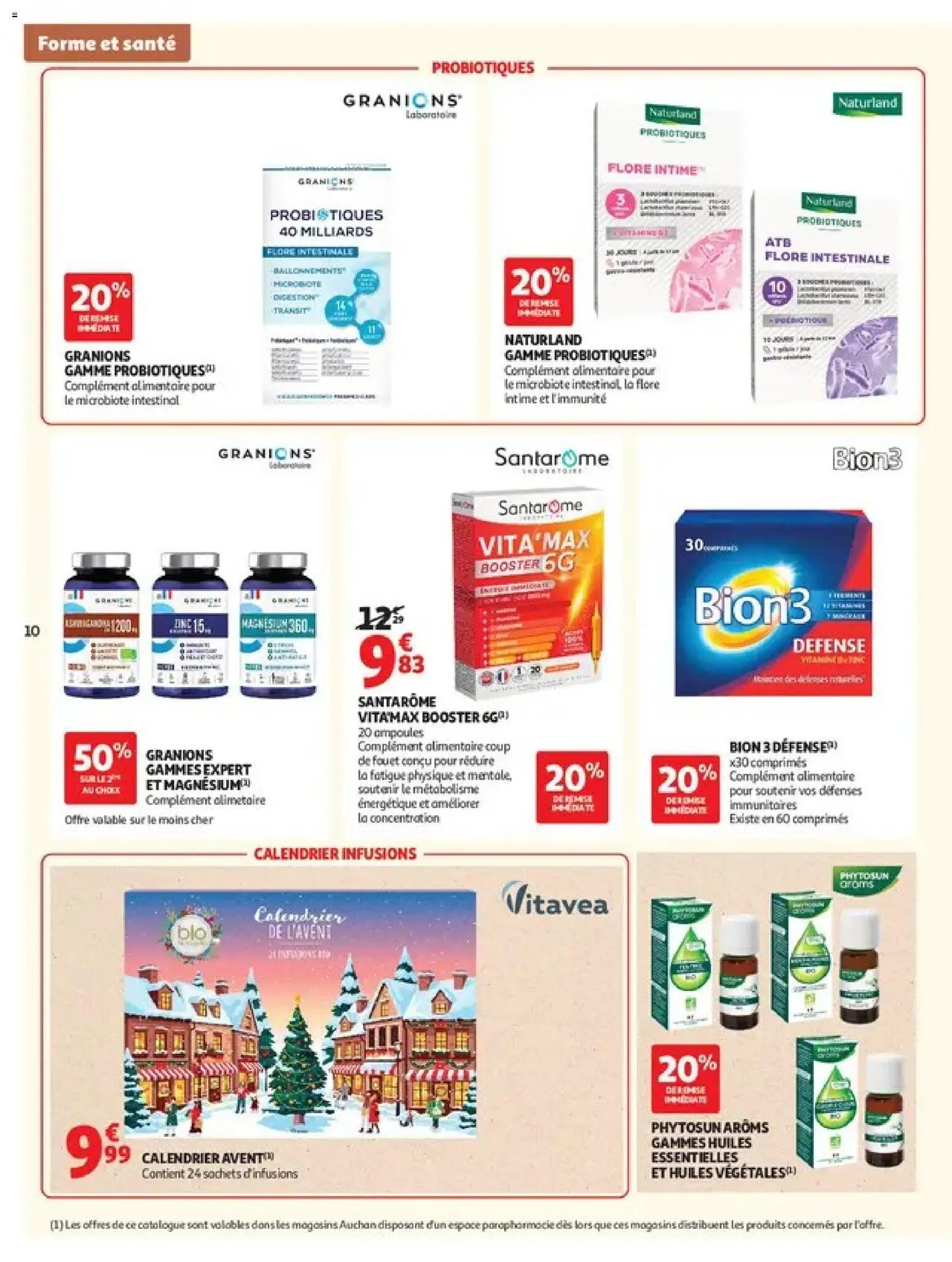 Prévisualisation de Auchan Parapharmacie, beauté du magasin Auchan formulaire valide 27/10/2026 - Calendrier, Probiotiques, Ampoules