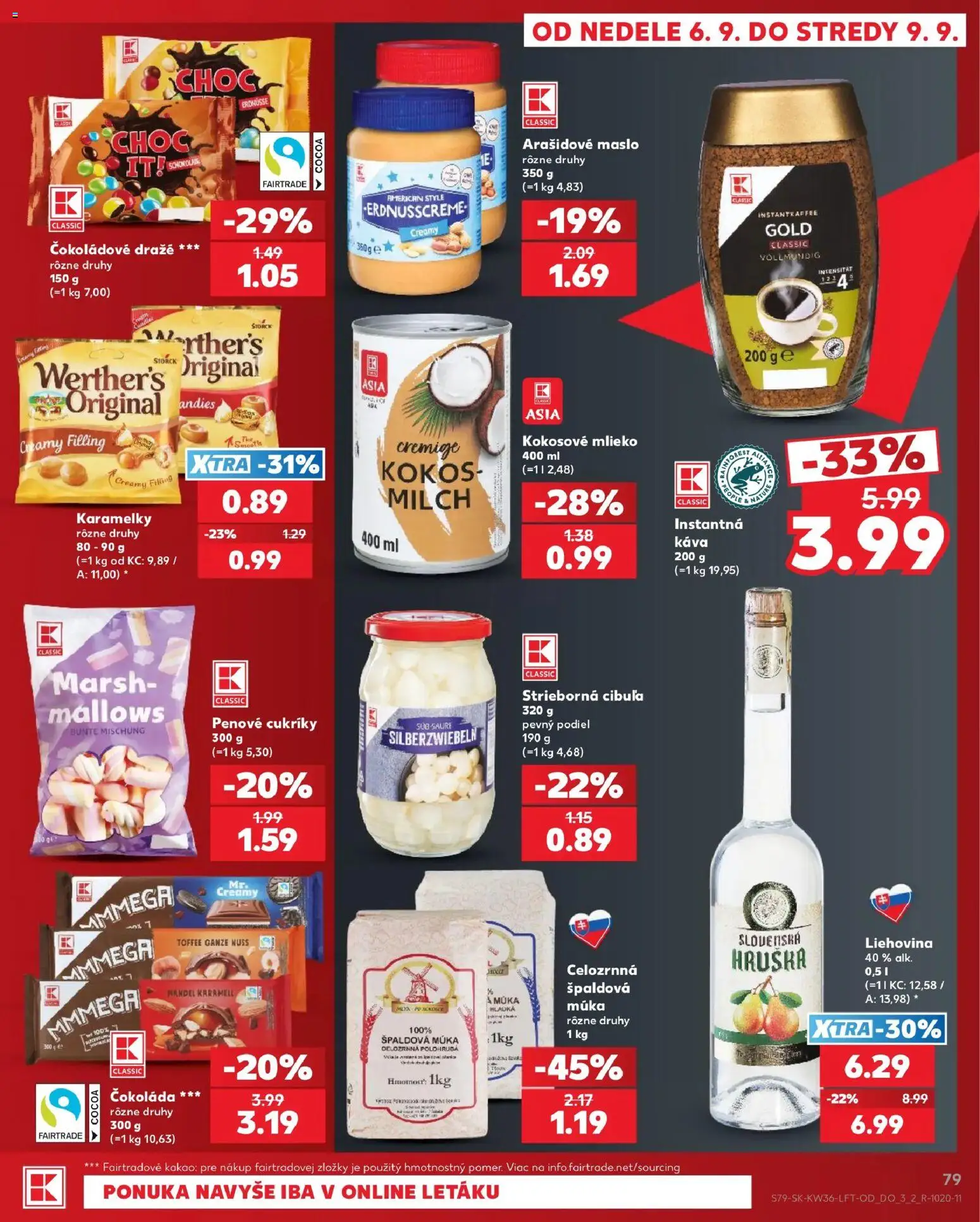 Náhľad Kaufland letáku platného od 03.09.2026 - Čokoláda, Cibuľa, Kakao, Špaldová múka, Arašidové maslo, Cukríky, Múka, Kokosové mlieko