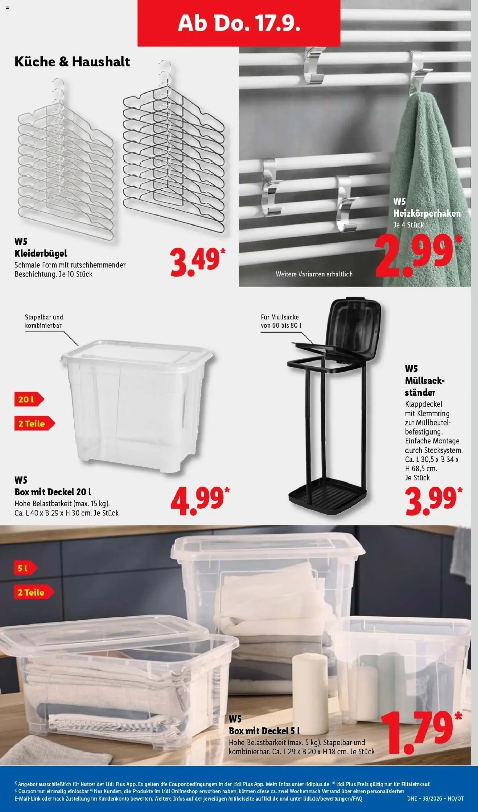Vorschau von dem Prospekt des Geschäftes Lidl, gültig ab dem 14.09.2026 - Küche, Box, Kleiderbügel