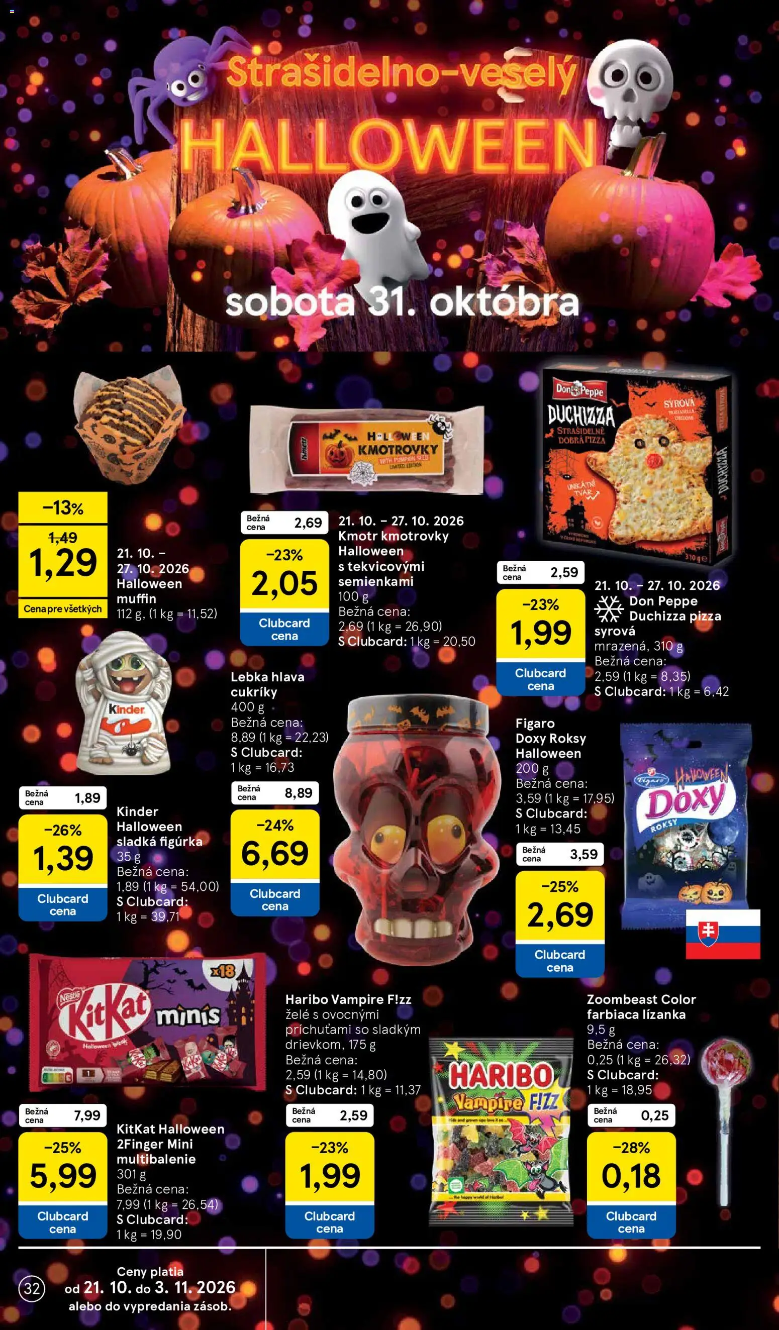 Náhľad Tesco letáku platného od 21.10.2026 - Pizza, Kinder, Cukríky, Mrazená pizza