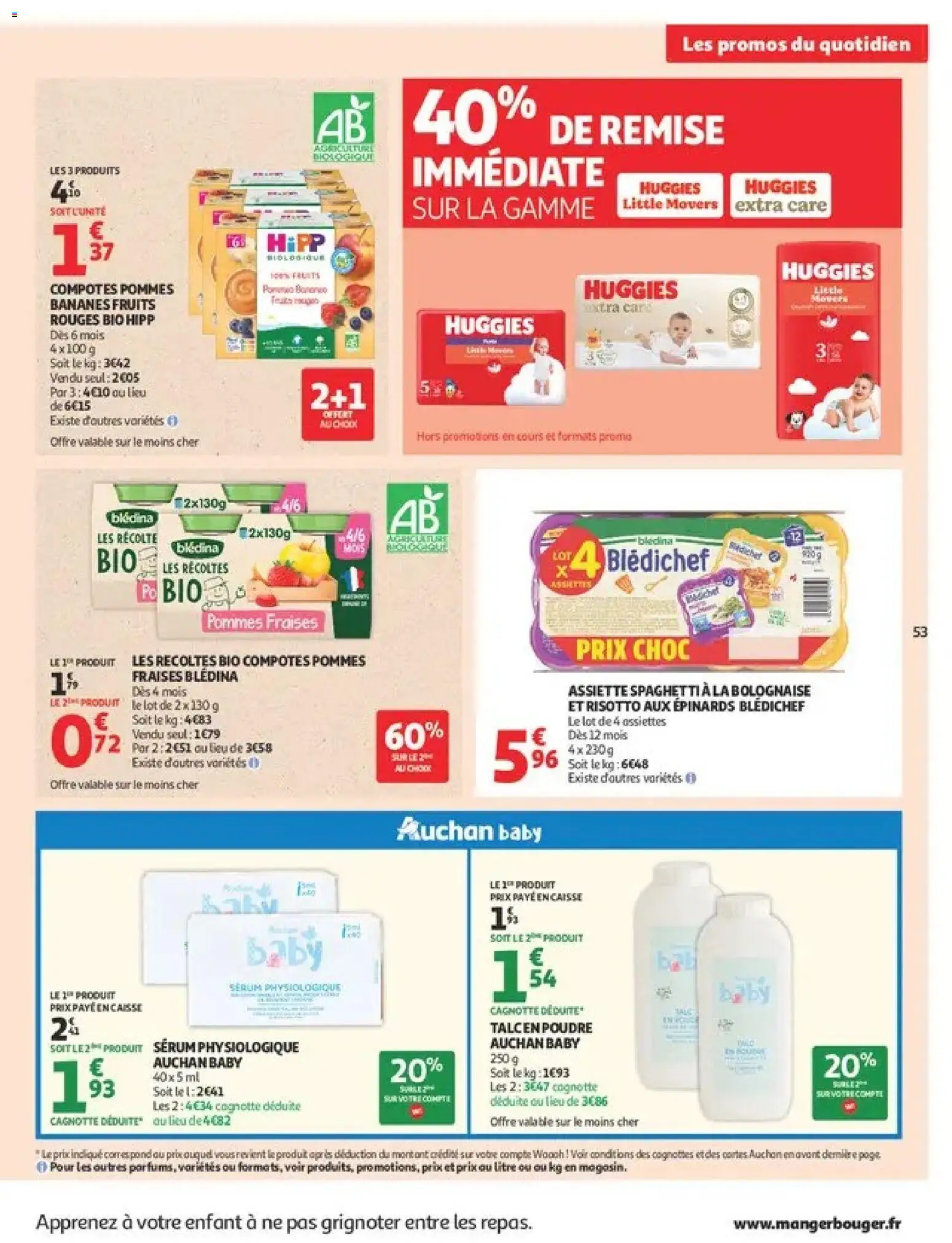 Prévisualisation de Auchan Ménage rentrée hypers du magasin Auchan formulaire valide 08/09/2026 - Fruits, Bananes, Sérum physiologique, Fraises, Assiette, Spaghetti, Serum, Pommes