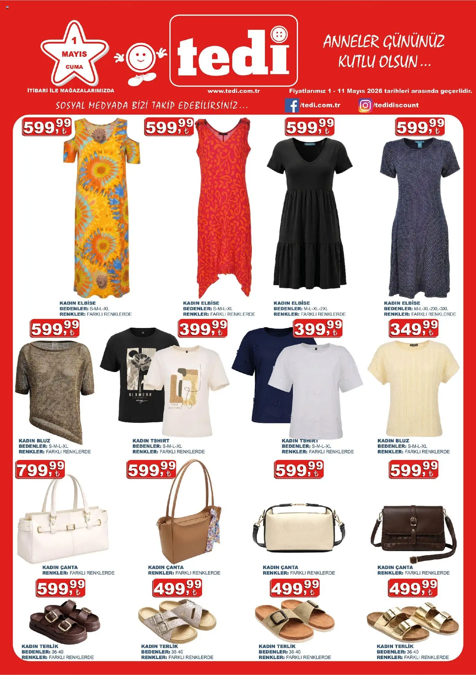 Tedi Tedi Katalog 01.05.2026 - Broşürünün önizlemesi - Elbise, Çanta, Terlik, Bluz