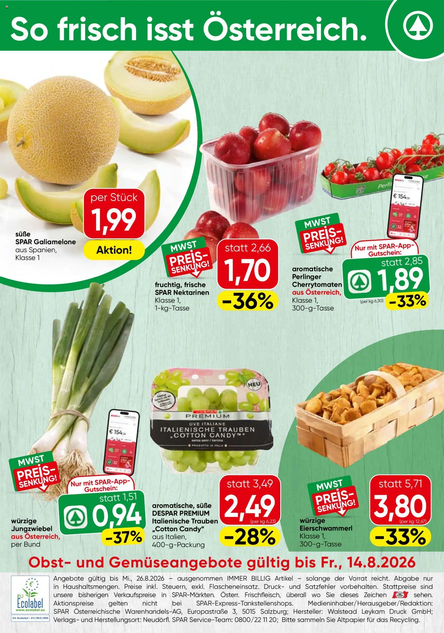 Vorschau der Angebote: Spar Spar Obst & Gemüse gültig ab 10.08.2026