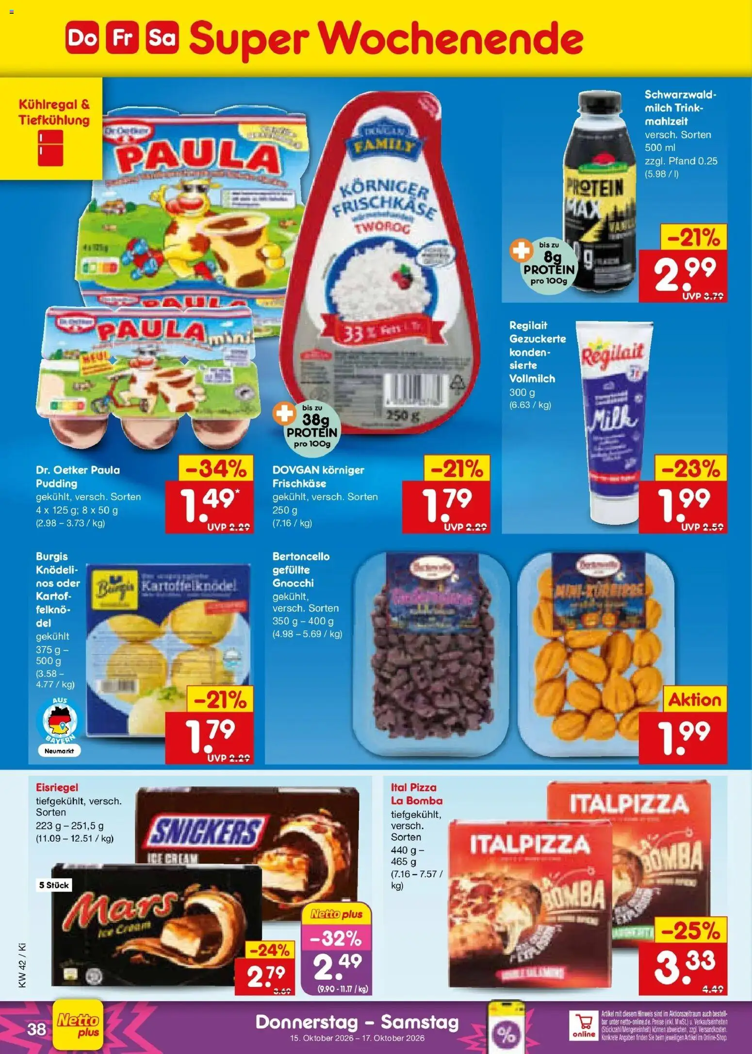 Vorschau von dem Prospekt des Geschäftes Netto Marken-Discount, gültig ab dem 12.10.2026 - Pizza, Gnocchi, Mars, Milch, Snickers, Pudding, Frischkase