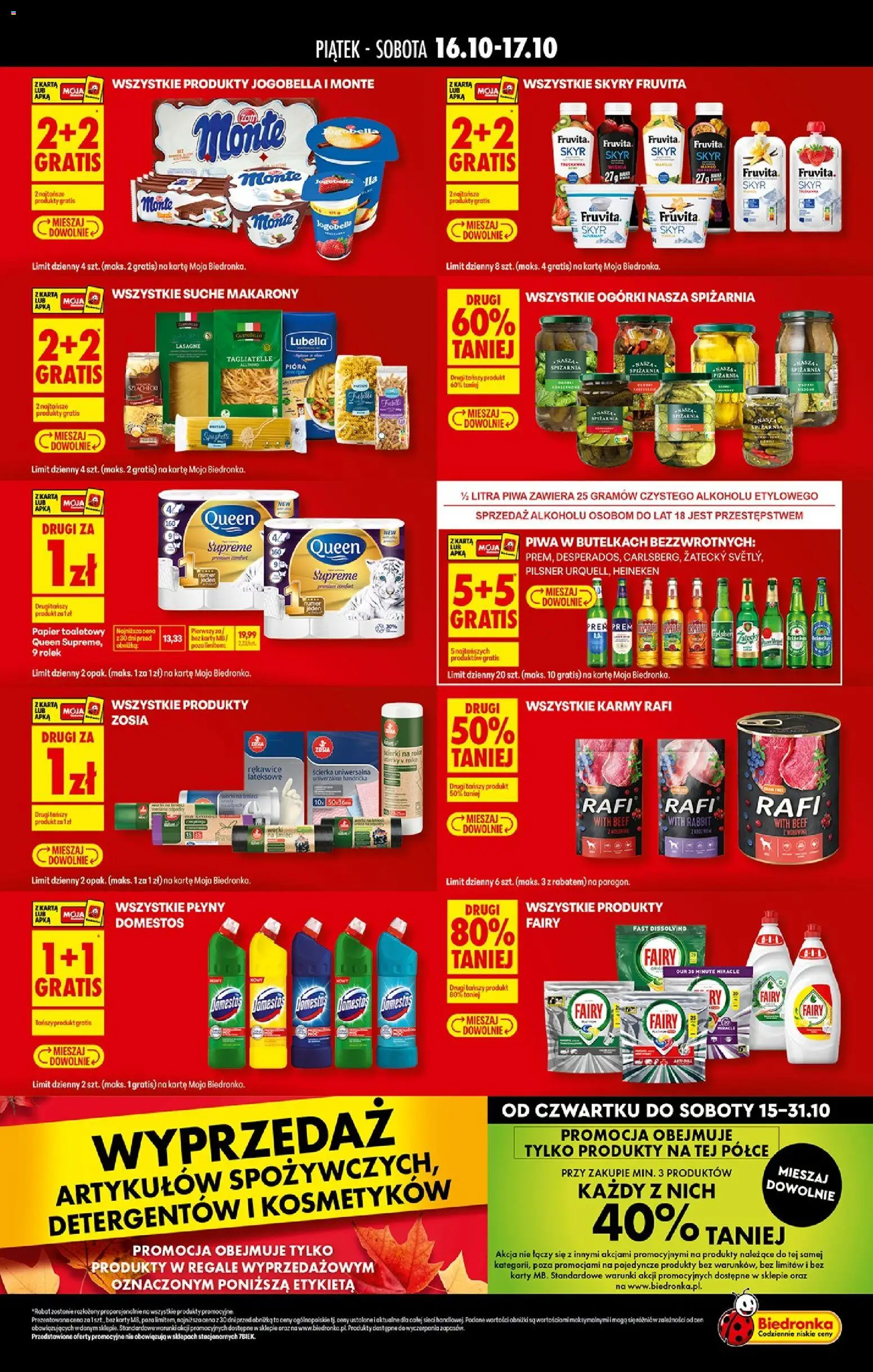 Pogląd gazetki "Biedronka gazetka - Tani weekend" ze sklepu Biedronka ważnej od 16.10.2026 - Lasagne, Tagliatelle, Skyr, Ogórki, Makarony, Fairy, Rękawice lateksowe, Fruvita