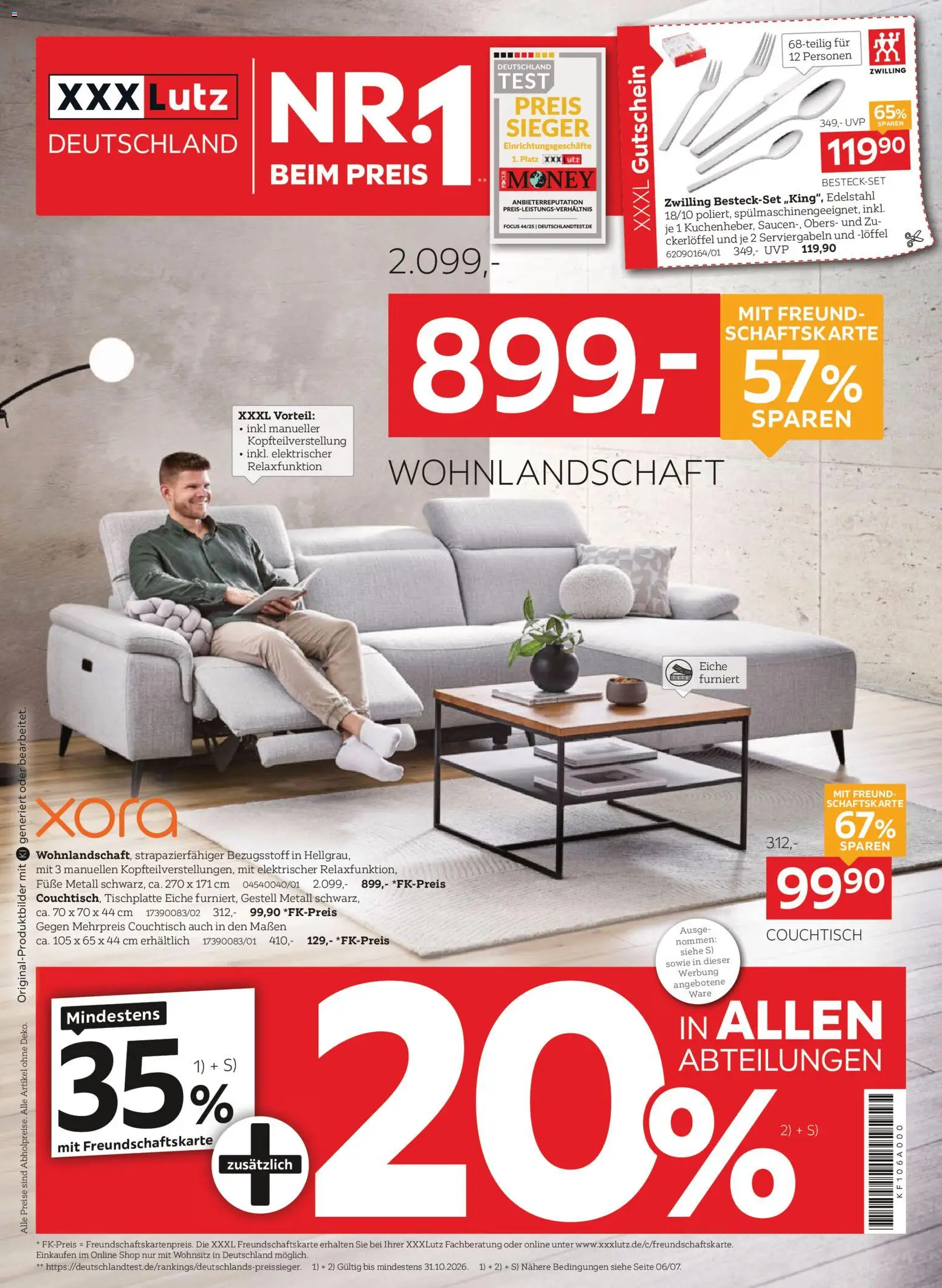 Vorschau von dem Prospekt des Geschäftes XXXLutz, gültig ab dem 17.10.2026 - Couchtisch, Kuchen, Wohnlandschaft