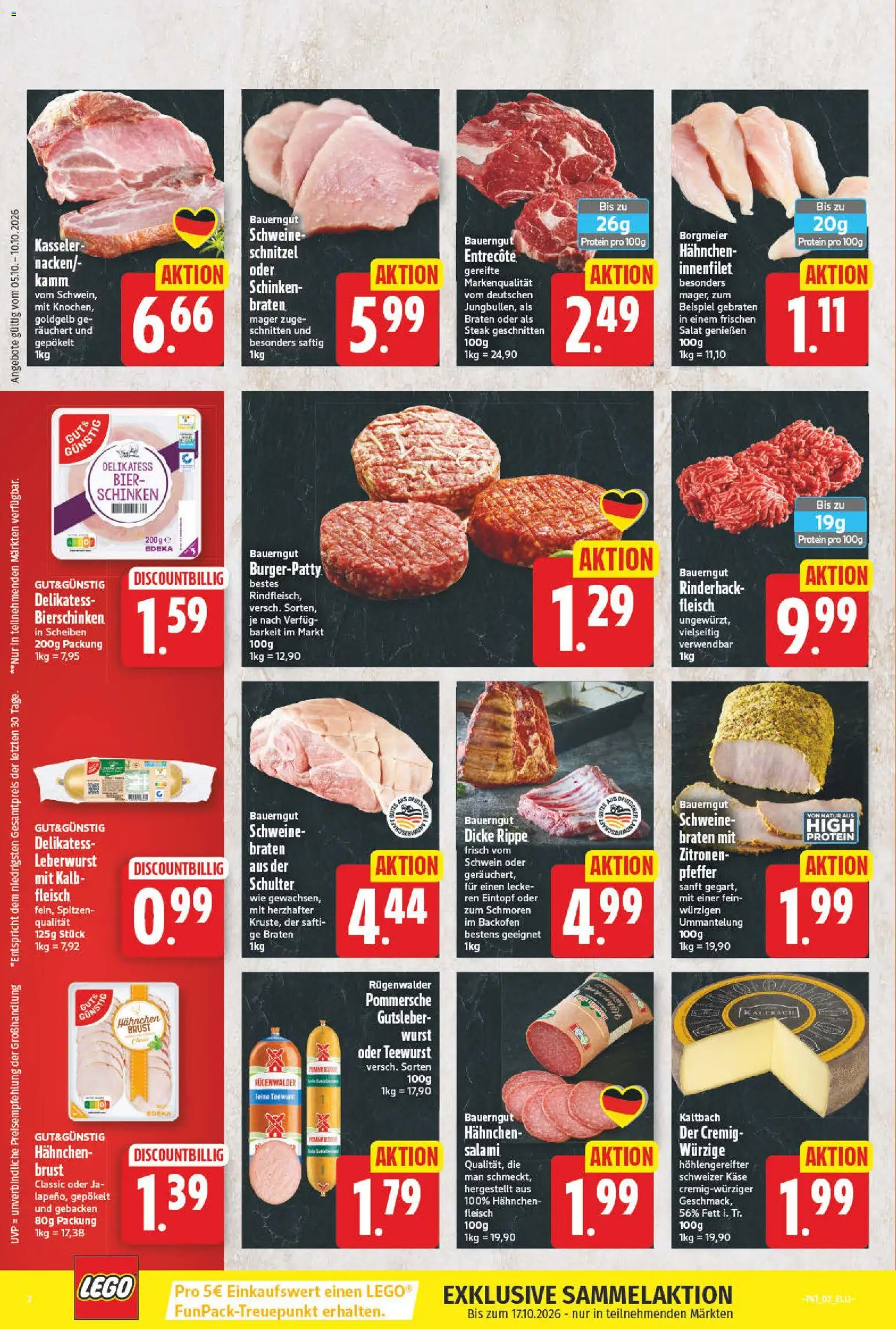 Vorschau von dem Prospekt des Geschäftes Elli Markt, gültig ab dem 05.10.2026 - Schnitzel, Käse, Steak, Entrecote, Salat, Zitronen, Pfeffer, Bauerngut