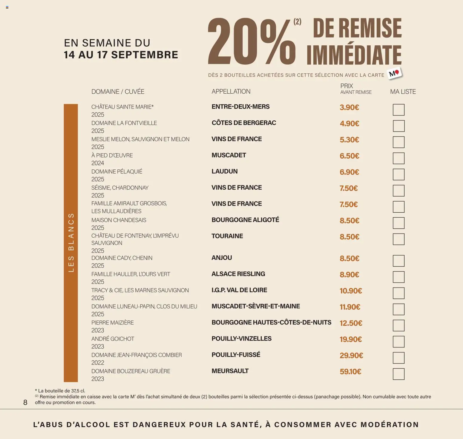 Prévisualisation de Monoprix - Calendrier foire aux vins du magasin Monoprix formulaire valide 11/09/2026 - Bourgogne, Melon, Bouteille, Bourgogne Aligoté
