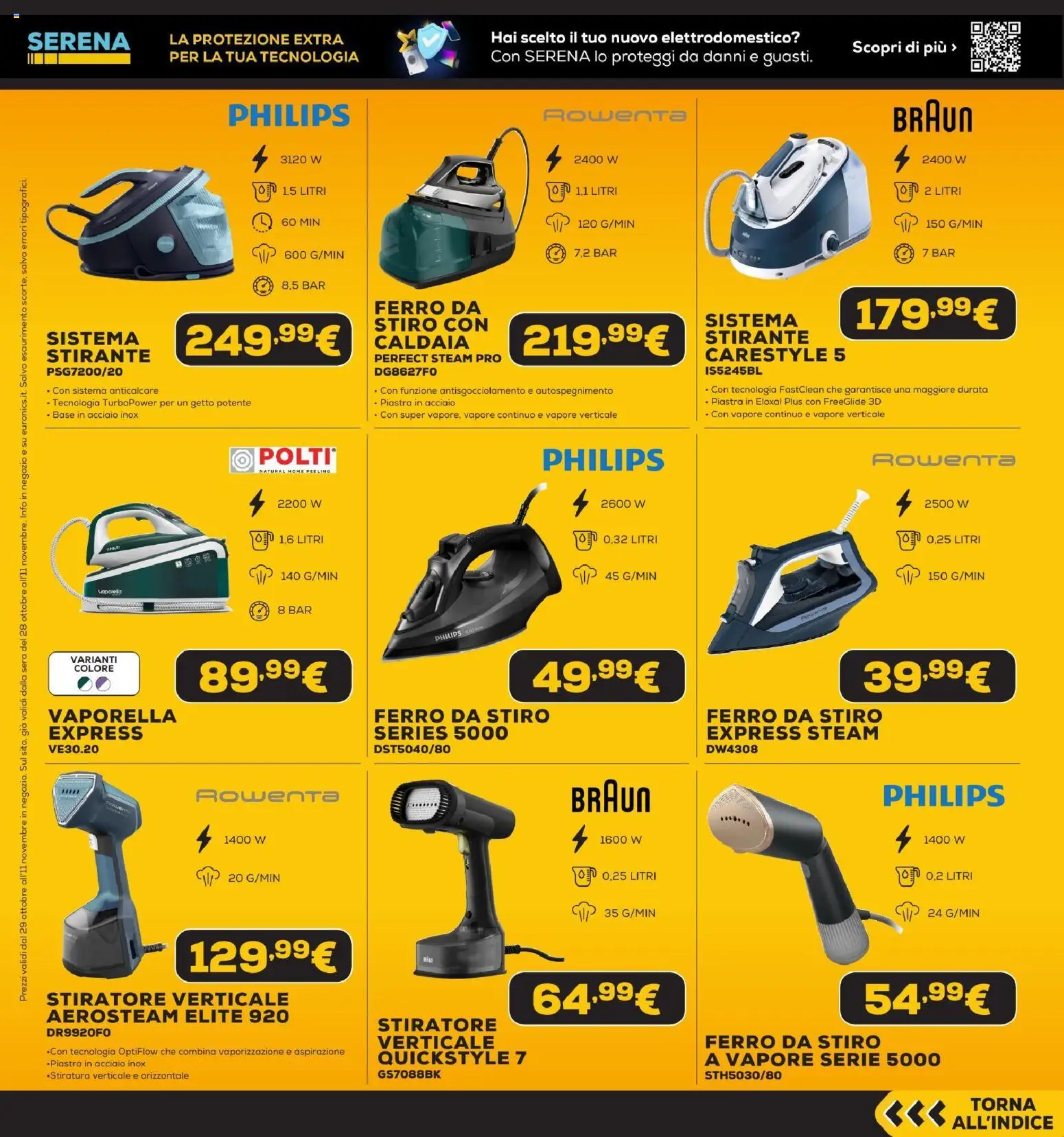 Anteprima dell'opuscolo Euronics Black Friday dal negozio Euronics valido da 29/10/2026 - Caldaia, Ferro da stiro, Ferro, Anticalcare, Stiratore verticale