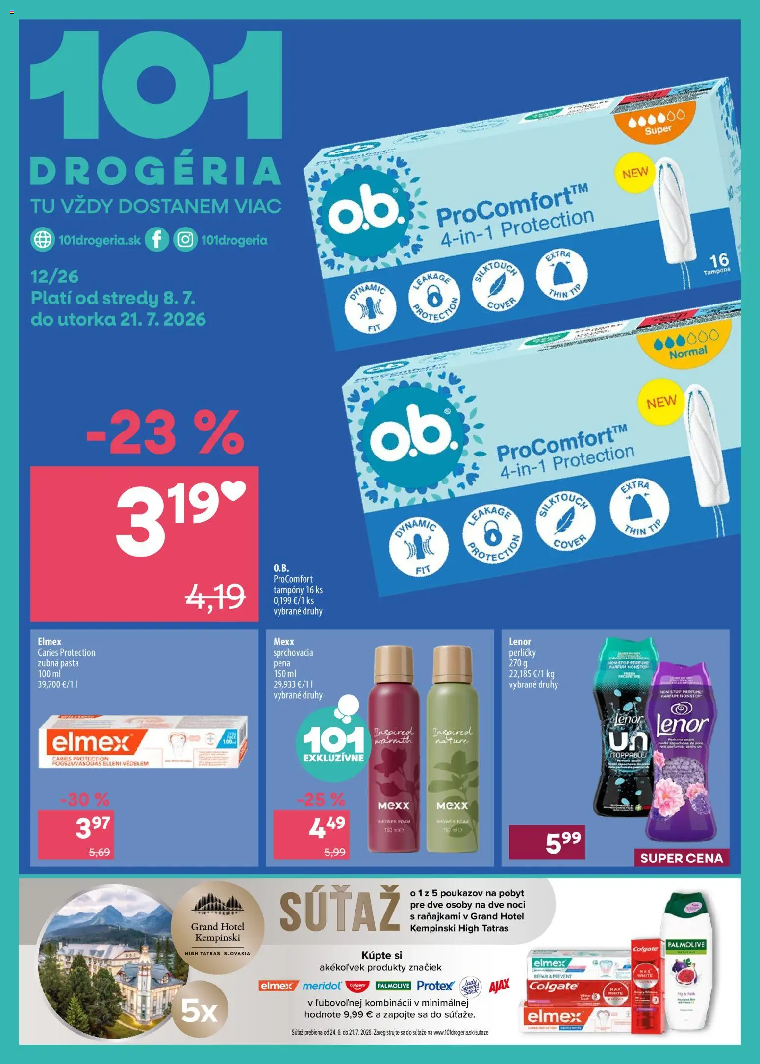 Náhľad 101 drogerie letáku platného od 08.07.2026 - Lenor, Pena, Zubná pasta