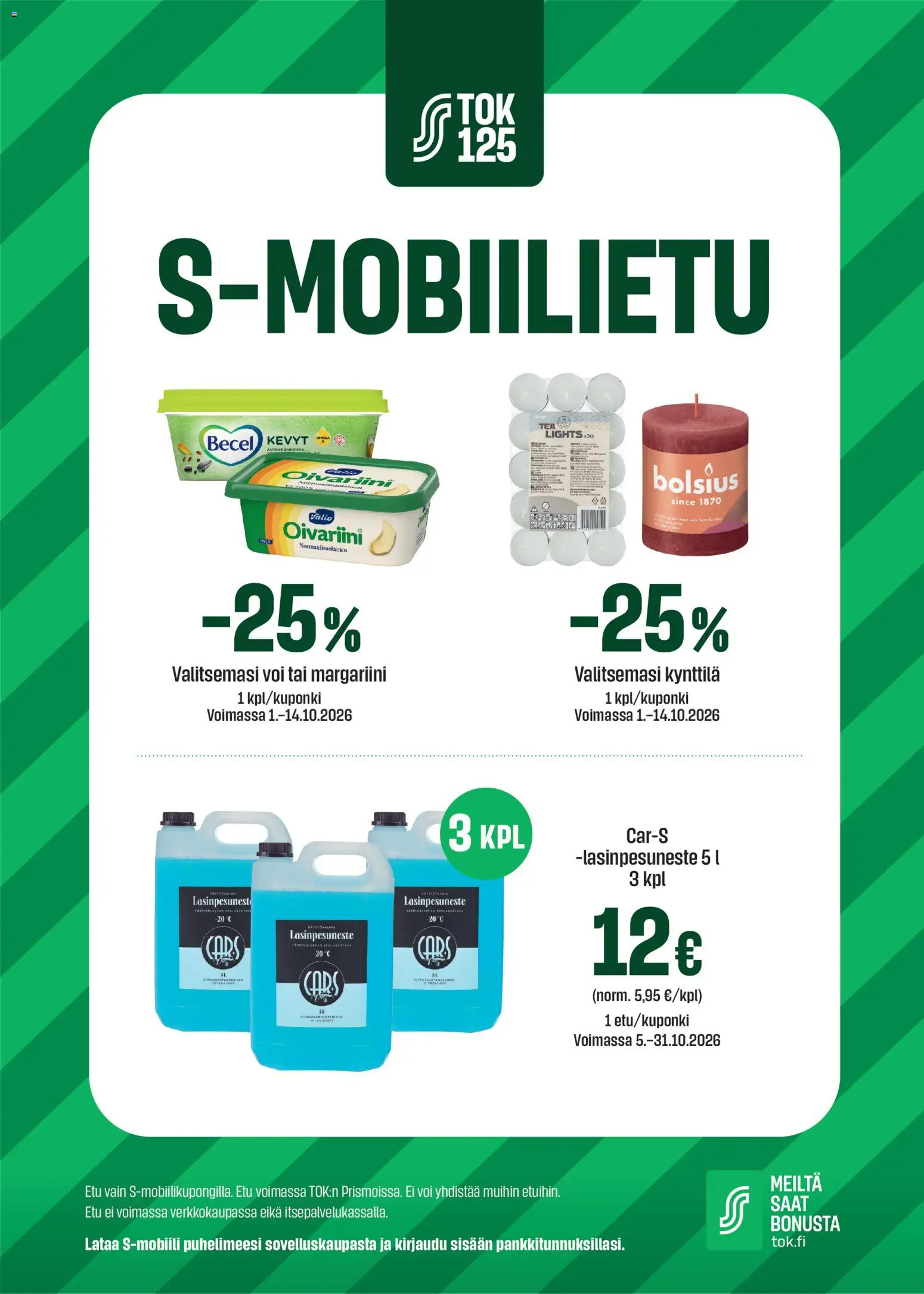 Kaupan Prisma Prisma S-mobiilietu esikatselu, voimassa 01/10/2026 - Voi, Lasinpesuneste, Margariini