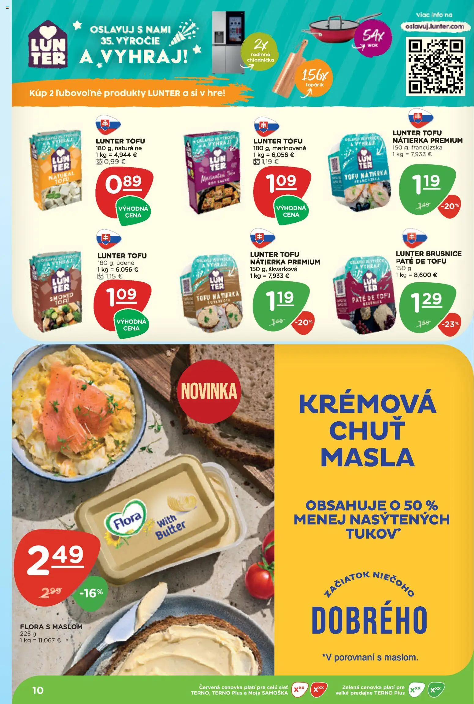 Náhľad Terno letáku platného od 10.09.2026 - Chladnička, Tofu, Flora, Brusnice, Nátierka