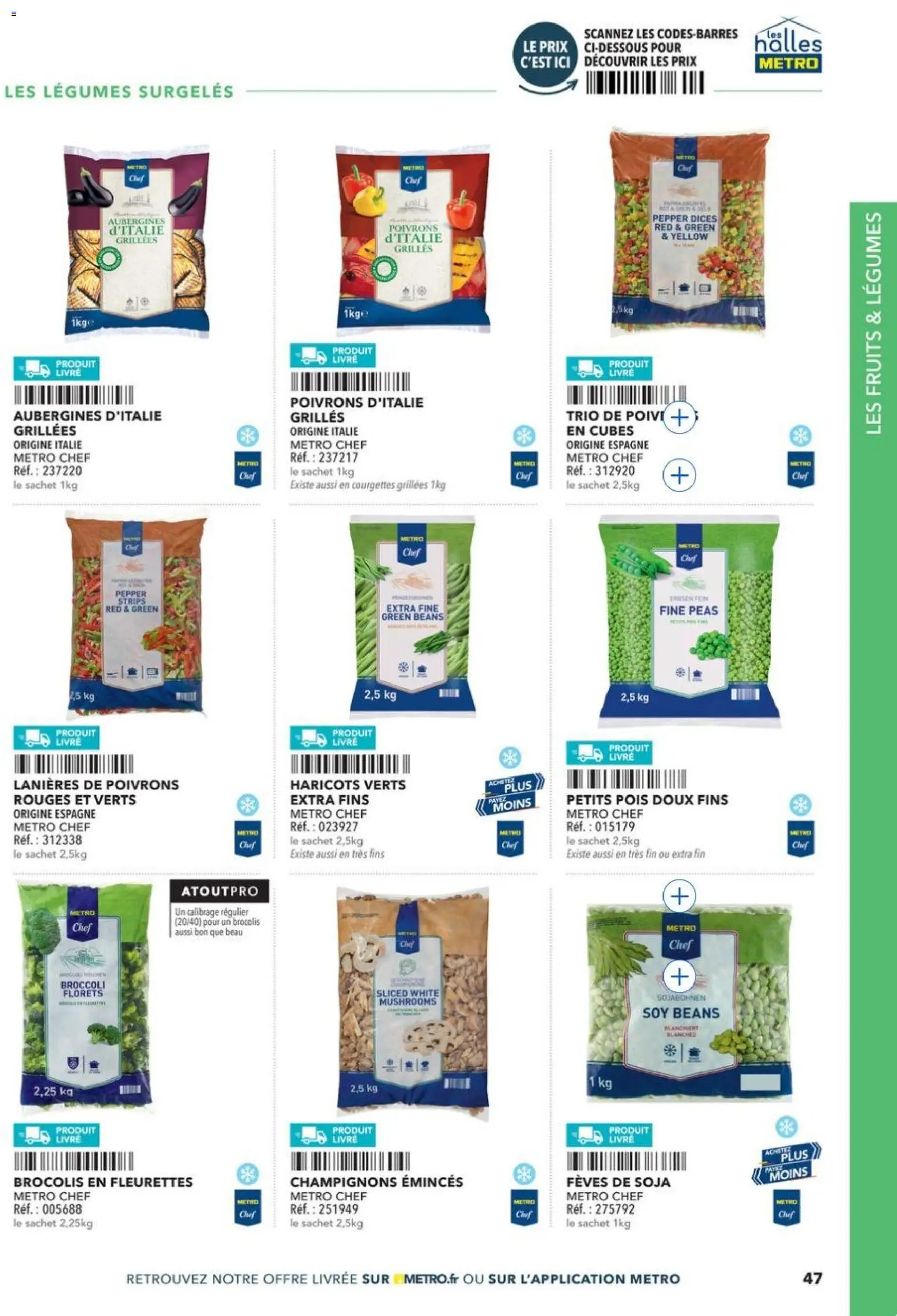 Prévisualisation de METRO - Restauration rapide du magasin METRO formulaire valide 14/04/2026 - Aubergines, Petits pois, Poivrons, Pois, Champignons, Brocolis, Haricots, Champignons eminces