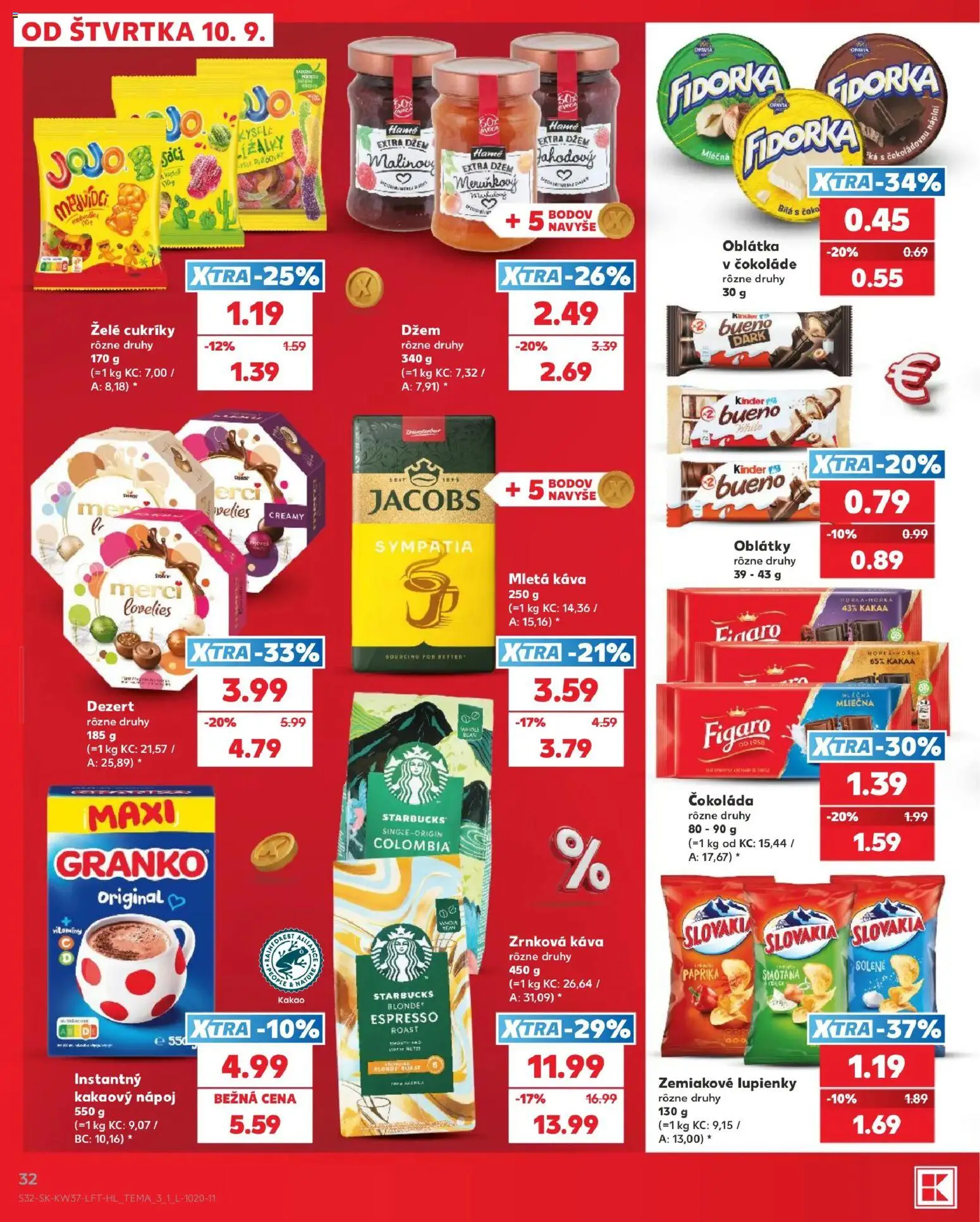 Náhľad Kaufland letáku platného od 10.09.2026 - Káva, Čokoláda, Kinder, Kakao, Granko, Zrnková káva, Smotana, Oblátky
