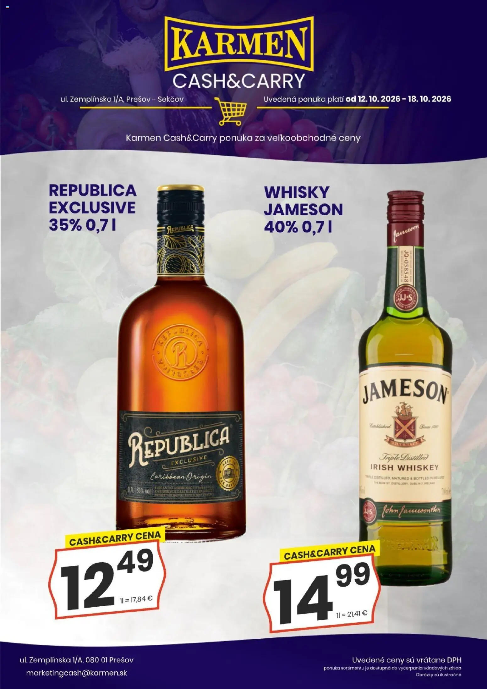 Náhľad KARMEN CBA letáku platného od 12.10.2026 - Whisky, Jameson, Jamieson, Republica