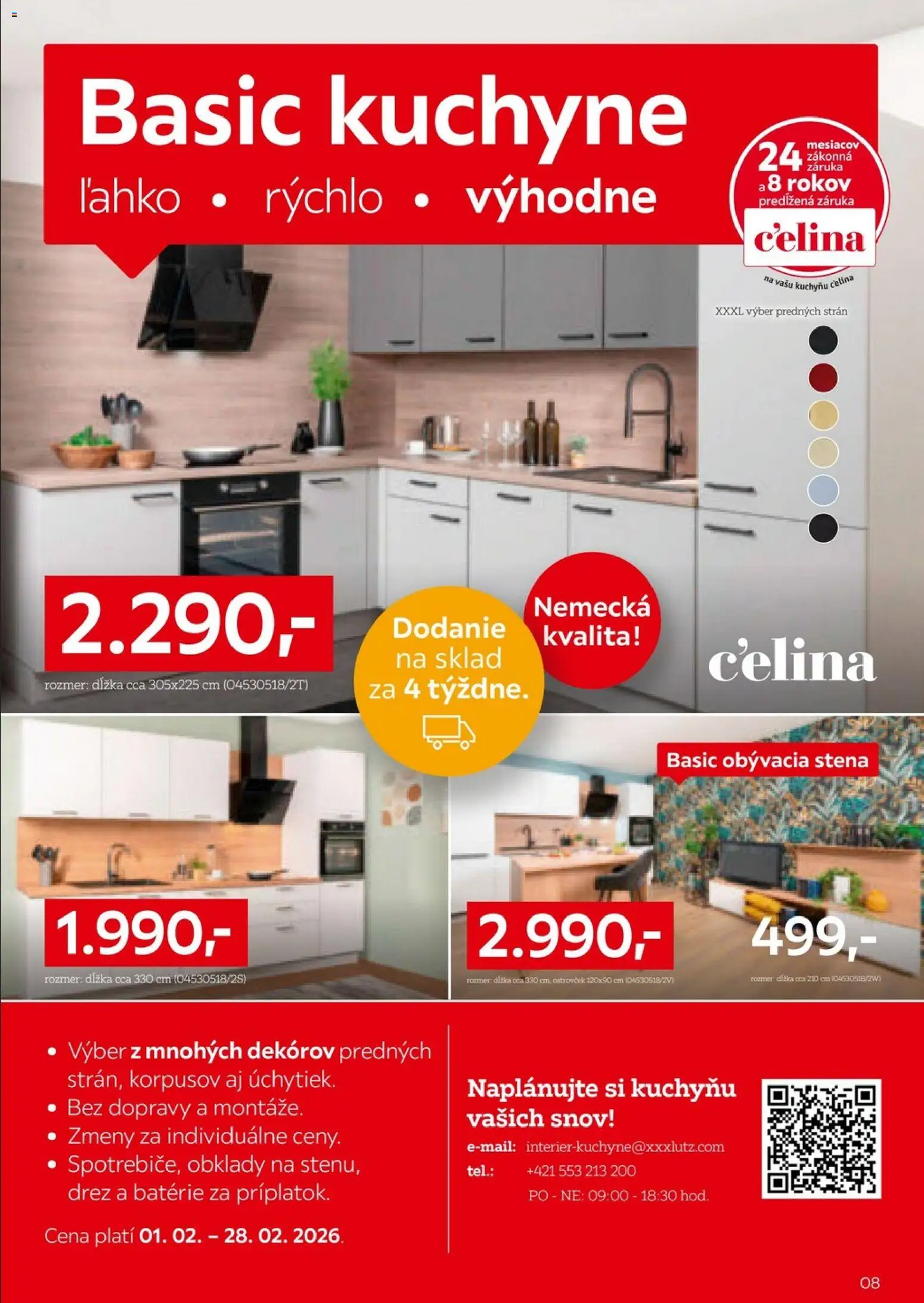 Náhľad XXXLutz letáku platného od 01.02.2026 - Obývacia stena, Kuchyne, Drez, Batérie, Ostrovček