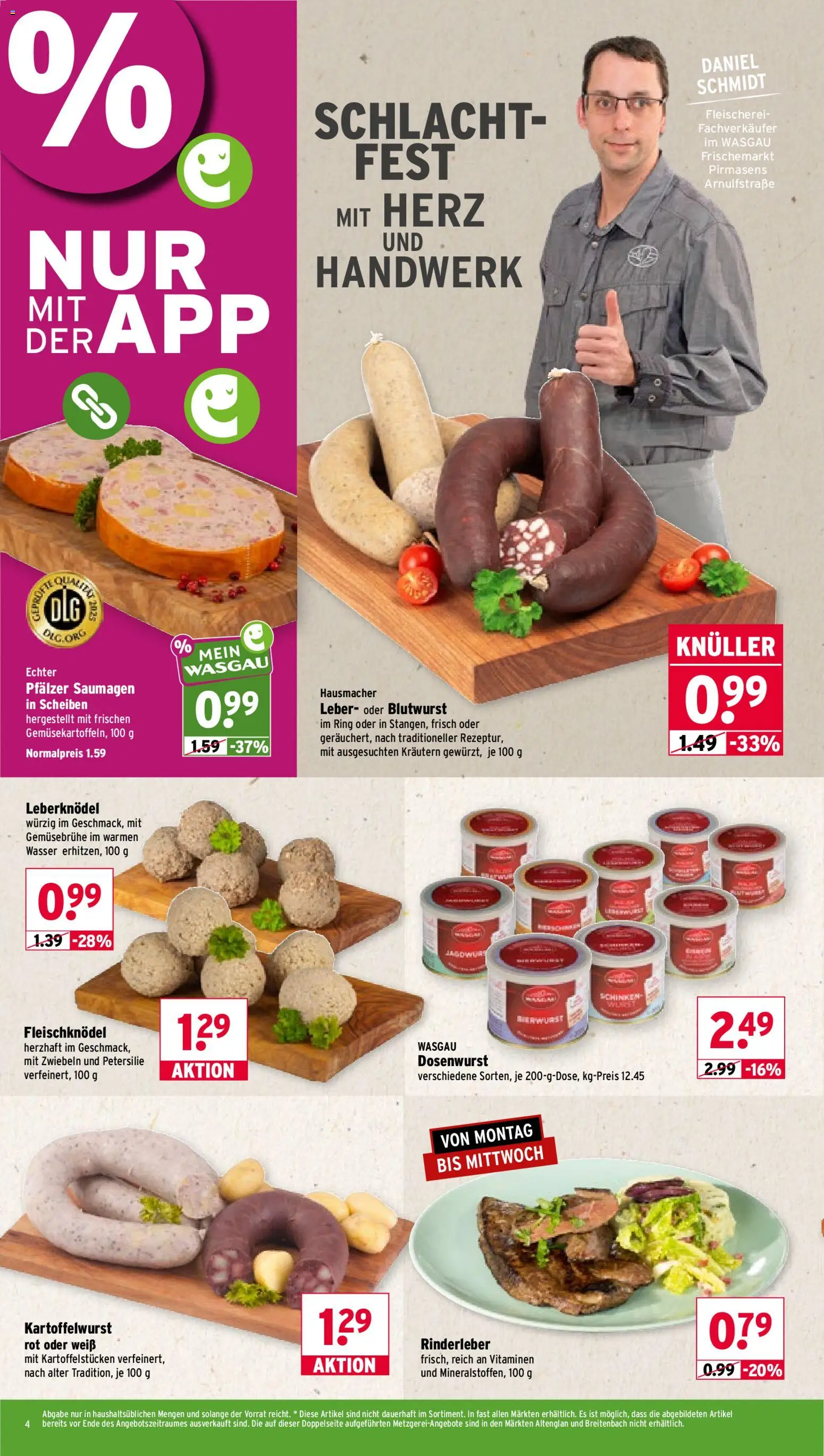 Vorschau von dem Prospekt des Geschäftes Wasgau, gültig ab dem 26.10.2026 - Wasser, Wurst, Petersilie, Schinken, Leberknödel, Zwiebeln
