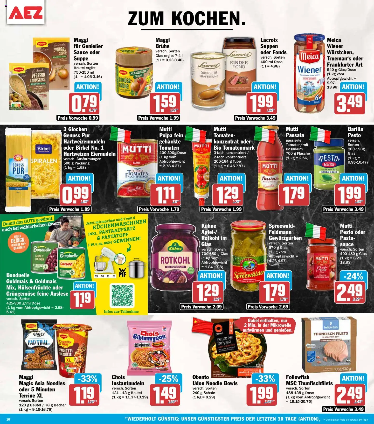Vorschau von dem Prospekt des Geschäftes AEZ, gültig ab dem 05.10.2026 - Pasta, Maggi, Top, Barilla, Tomaten, Pfeffer, Brühe, Meica