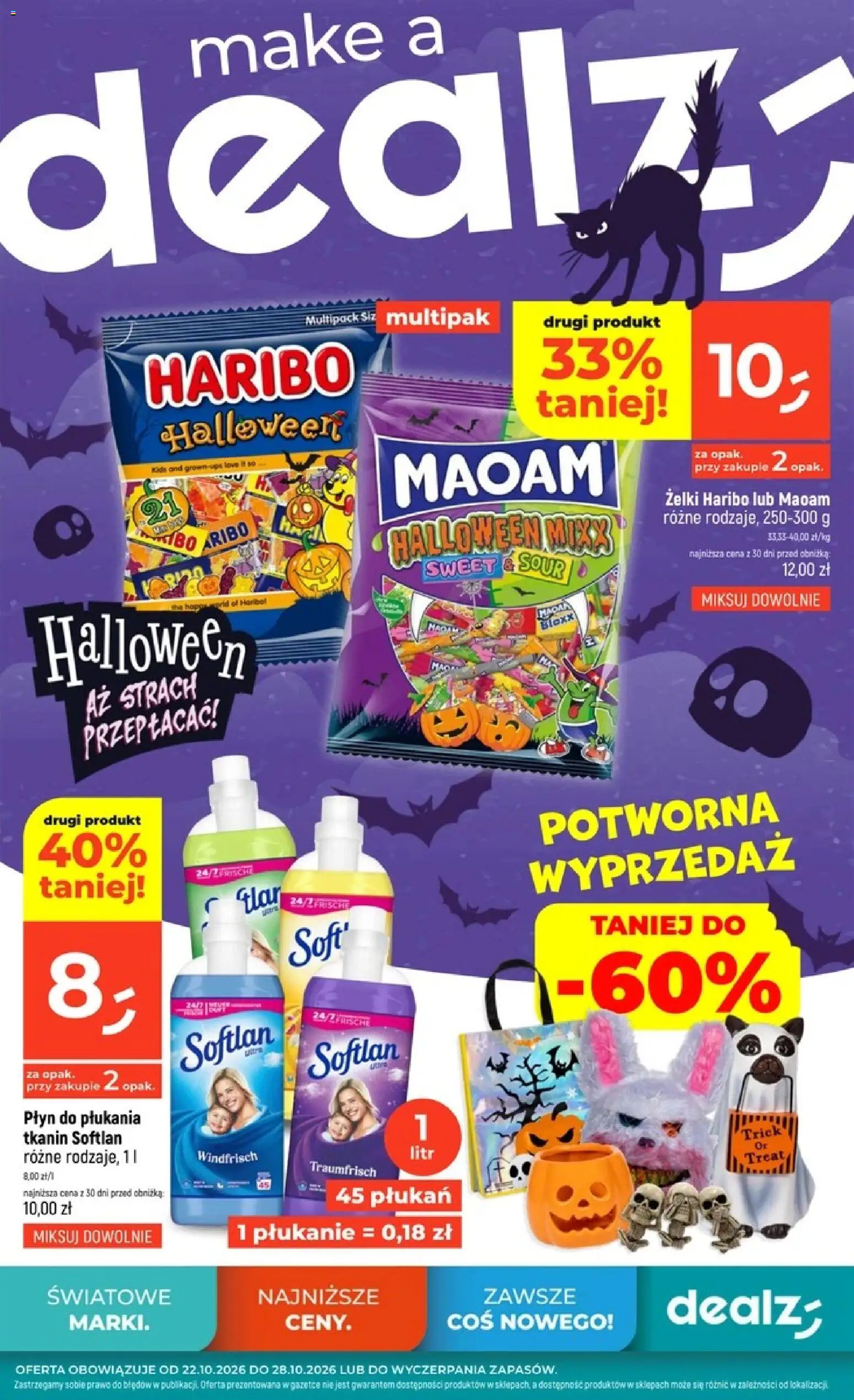Pogląd gazetki "Dealz gazetka" ze sklepu Dealz ważnej od 22.10.2026 - Żelki, Płyn do płukania, Żelki haribo, Płyn do płukania tkanin
