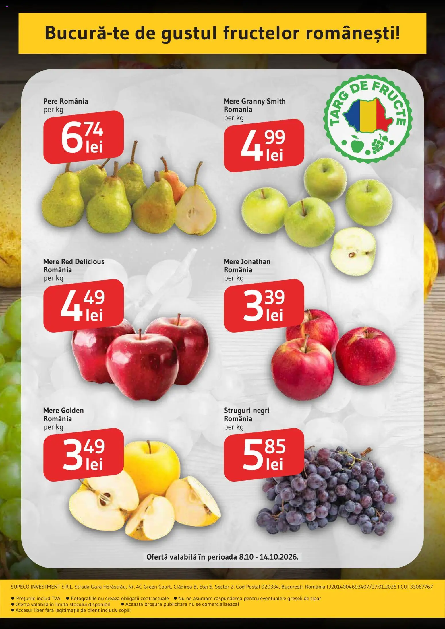 Previzualizarea de cataloage: Supeco Supeco Catalog Carne, Legume Fructe valabil de la 08.10.2026 - Fructe, Mere, Struguri, Pere, Struguri negri